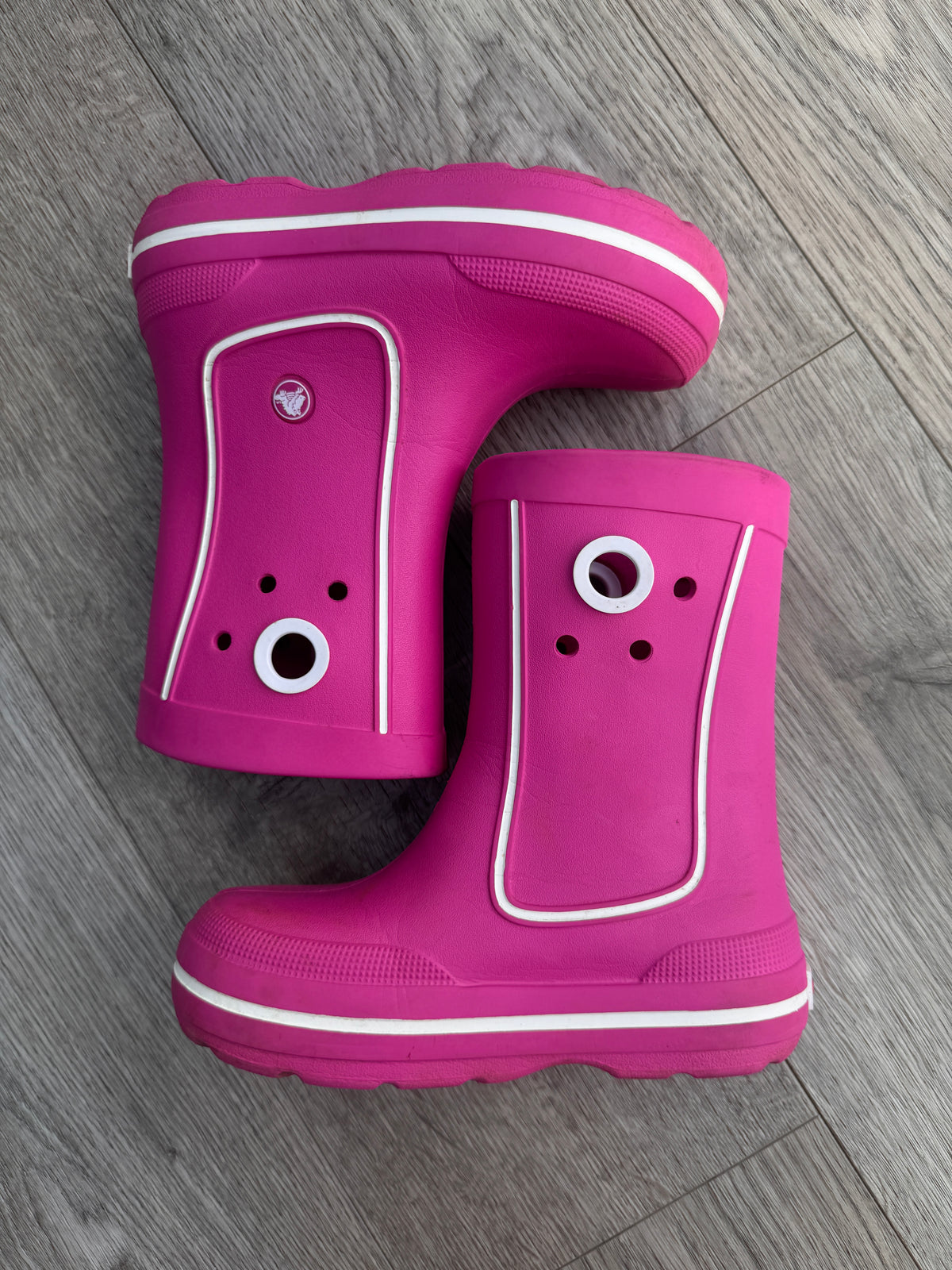 Crocs Kids Wellies Pink Rain Boots Waterproof Girls Size J1 11018 Wellington