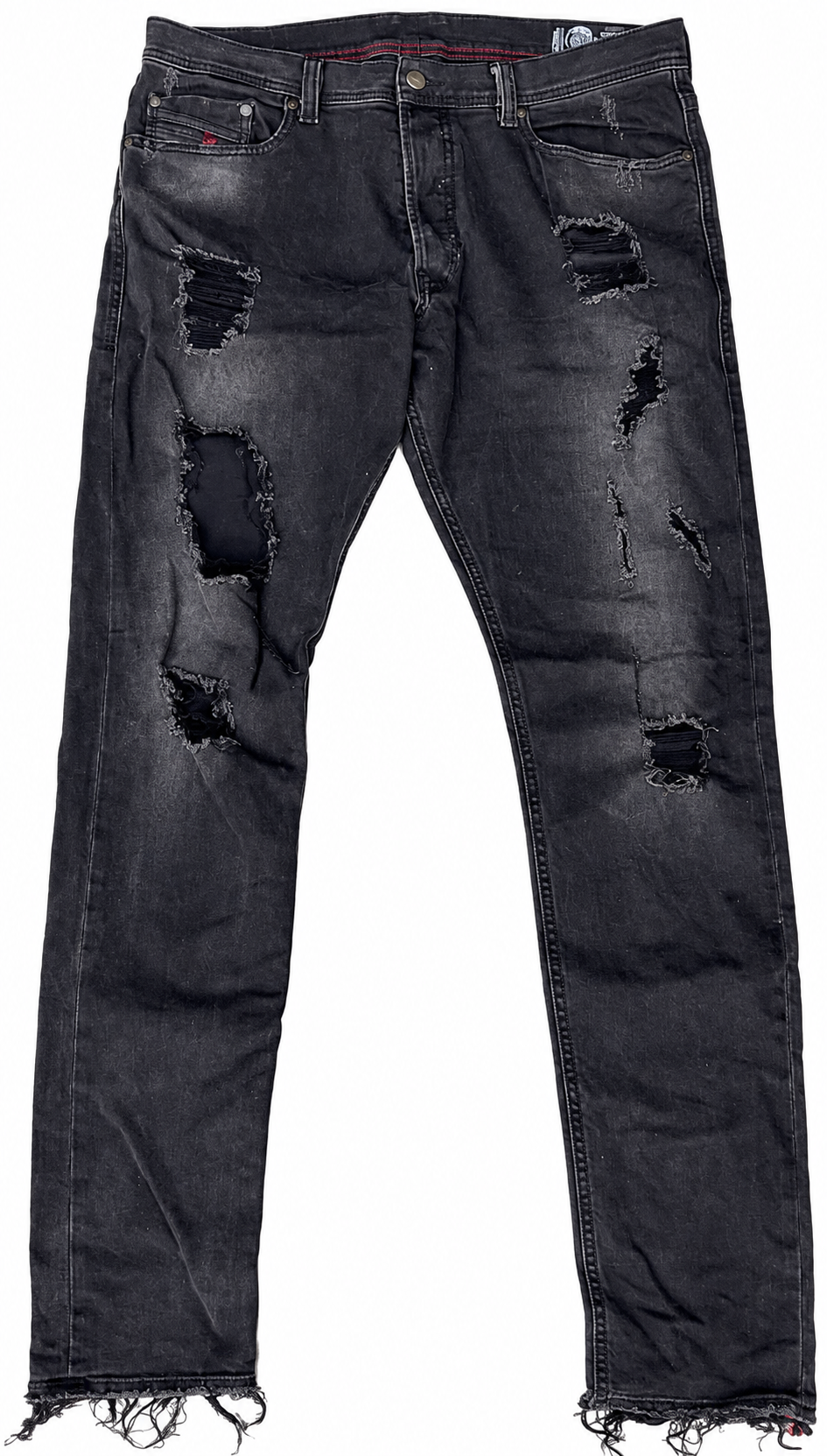 Diesel Tepphar 083L32 Jeans W33 L32 Black Slim Carrot Distressed Ripped Mens