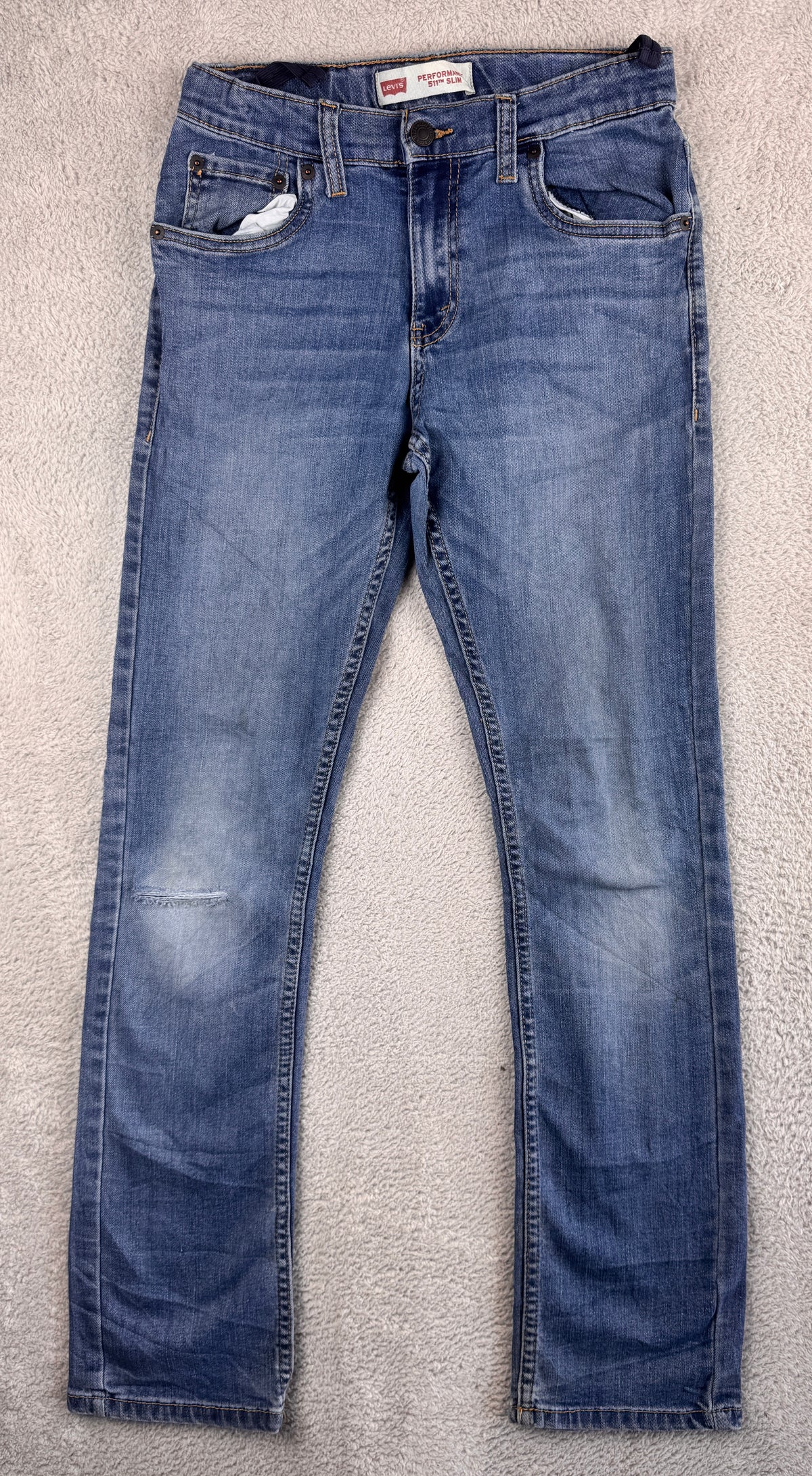 Levis 511 Performance Mens Jeans W28 L30 Blue Slim Fit Stretch Denim Distressed