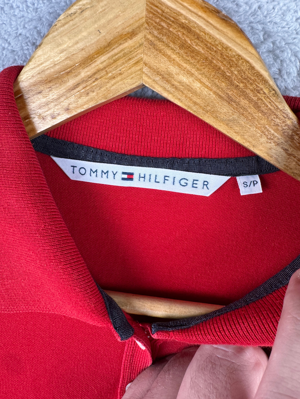Tommy Hilfiger Womens Small Red Polo Shirt Long Sleeve Rugby