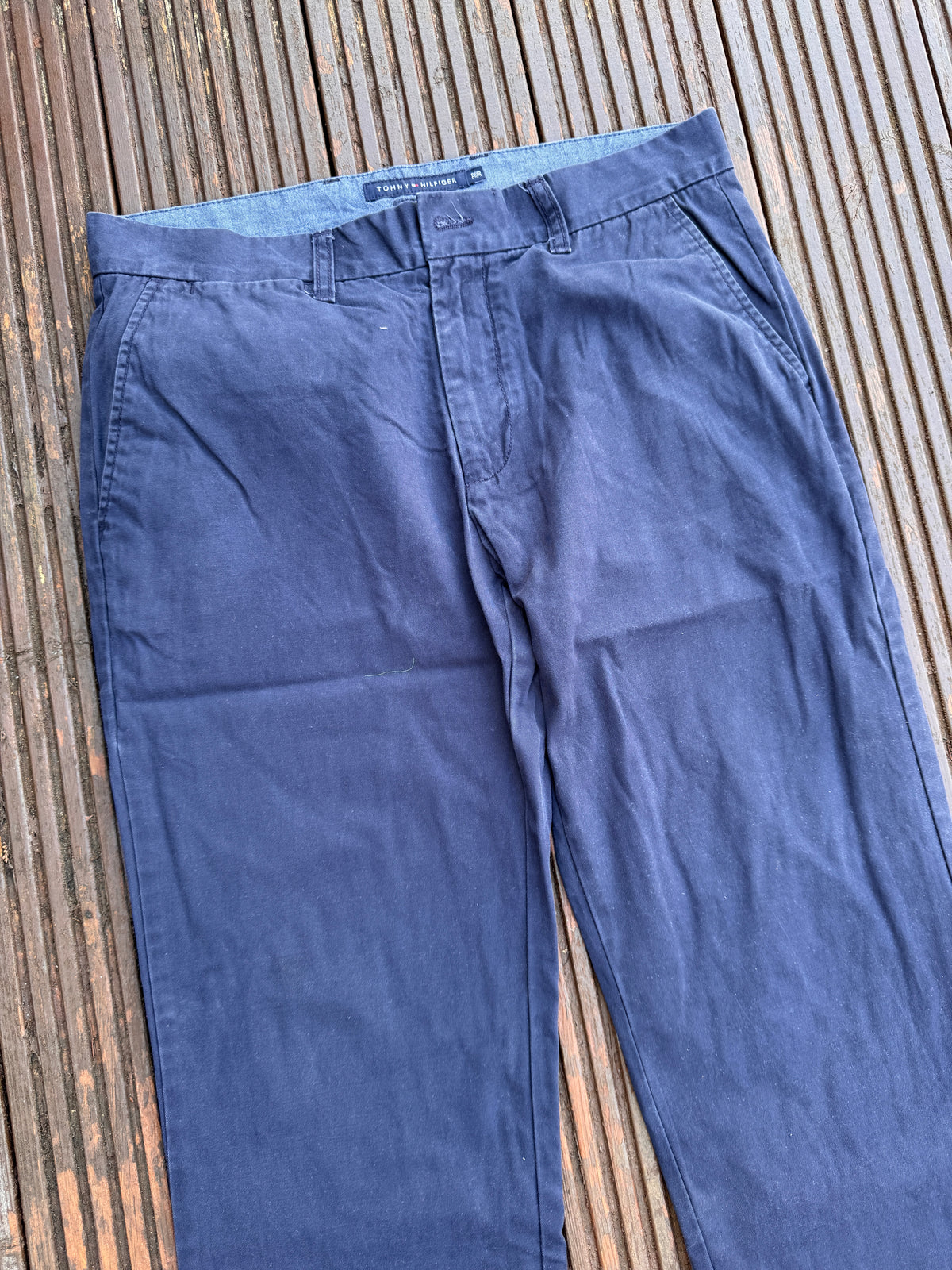 Tommy Hilfiger Mens Chino Trousers W32 L30 Navy Blue Tailored Fit
