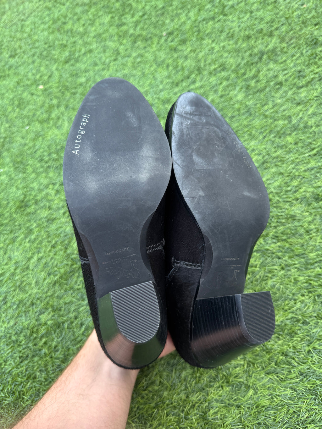 M&S Autograph Womens Pony Hair Chelsea Ankle Boots Black UK 7 Block Heel