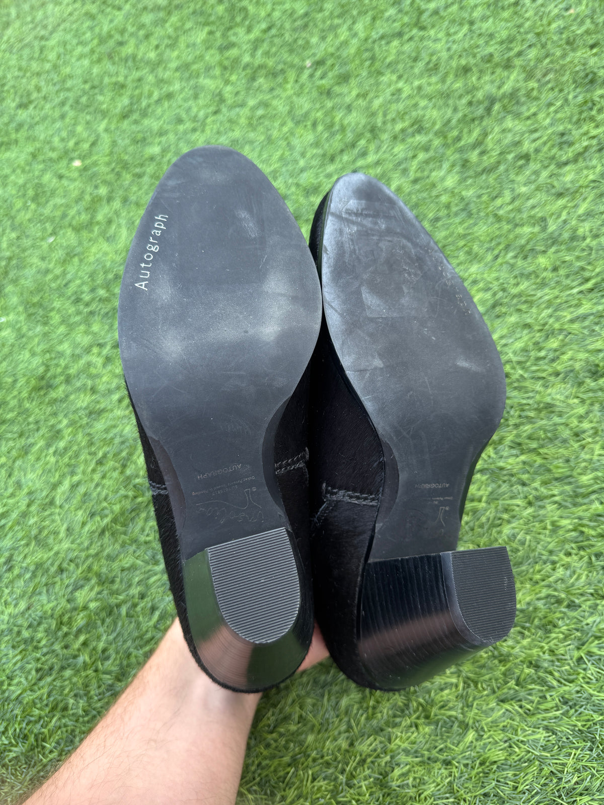 M&S Autograph Womens Pony Hair Chelsea Ankle Boots Black UK 7 Block Heel