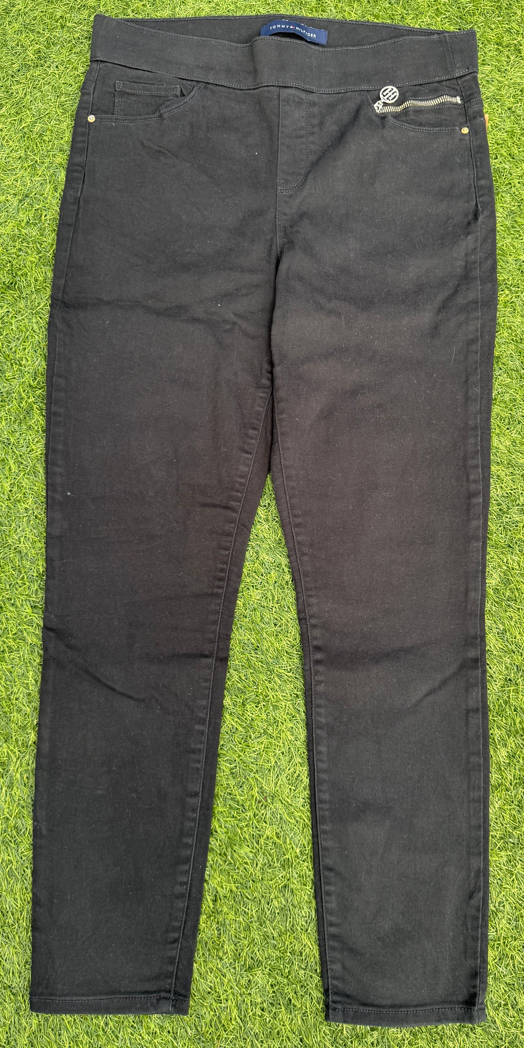 Tommy Hilfiger Womens Black Skinny Trousers Jeans Size 10 Stretch Zip Pocket