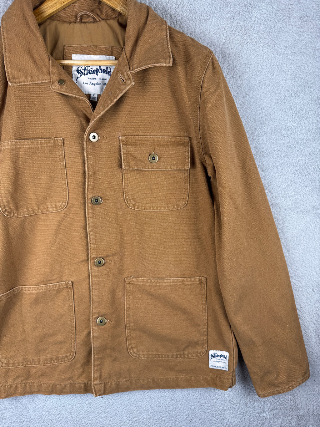 The Stronghold Oi Polloi Mens Small Brown Canvas Chore Workwear Jacket