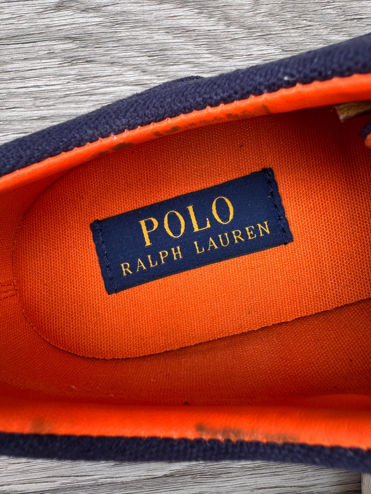 Polo Ralph Lauren Faxon Mens Trainers UK 6.5 Navy Canvas Leather Lace Shoes