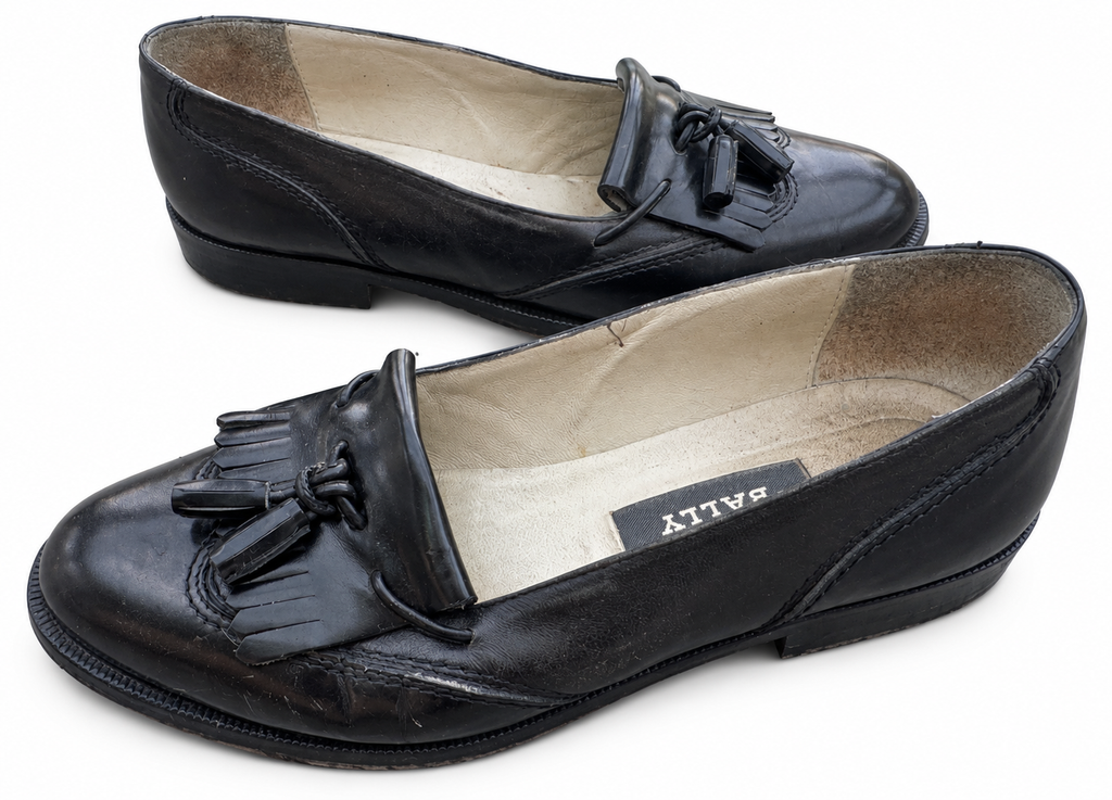 Bally Gable II Womens Black Leather Loafers Size UK 3 Tassel Kiltie Made Italy
