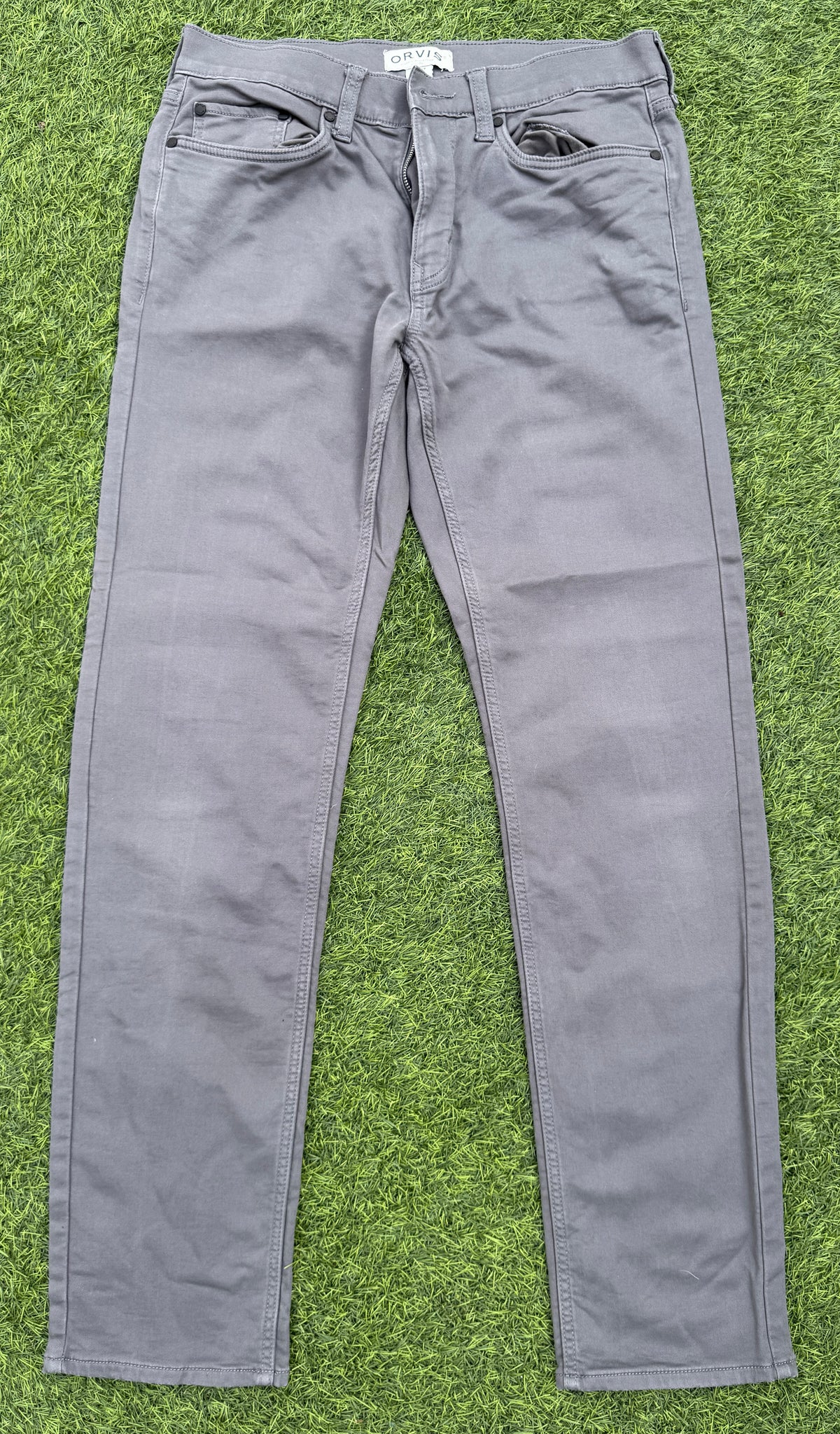 Orvis Mens Trousers W32 L34 Grey Straight Leg Cotton