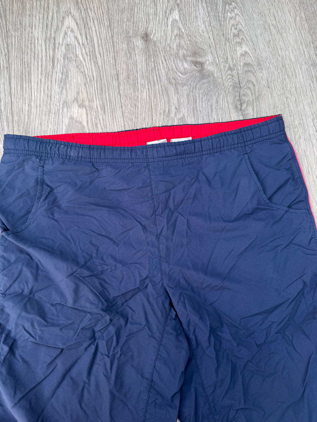 Vintage Nike Swim Shorts Mens XL Navy Red Spellout Logo 90s Y2K