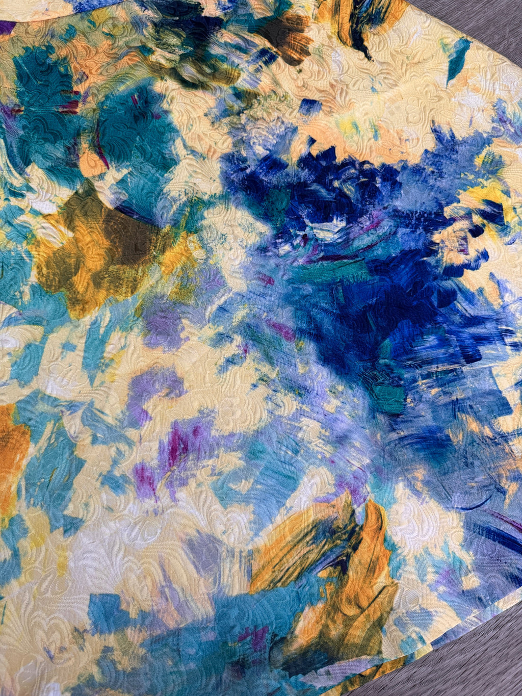 Womens Abstract Print Midi Skirt Colourful Yellow Blue A Line Textured W 30