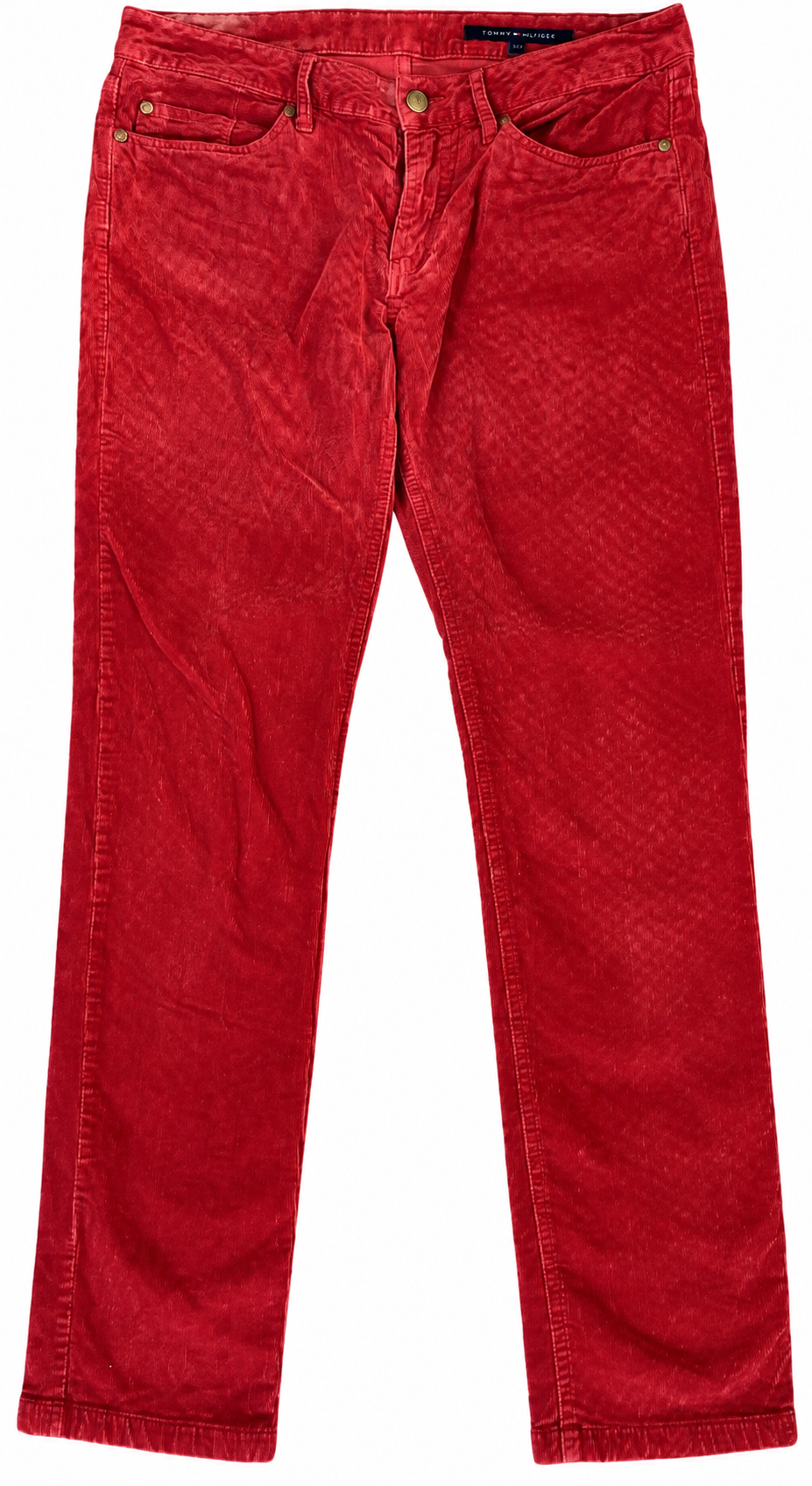 Tommy Hilfiger Womens Red Corduroy Trousers Size 6 W30 L28 Straight Leg Jeans