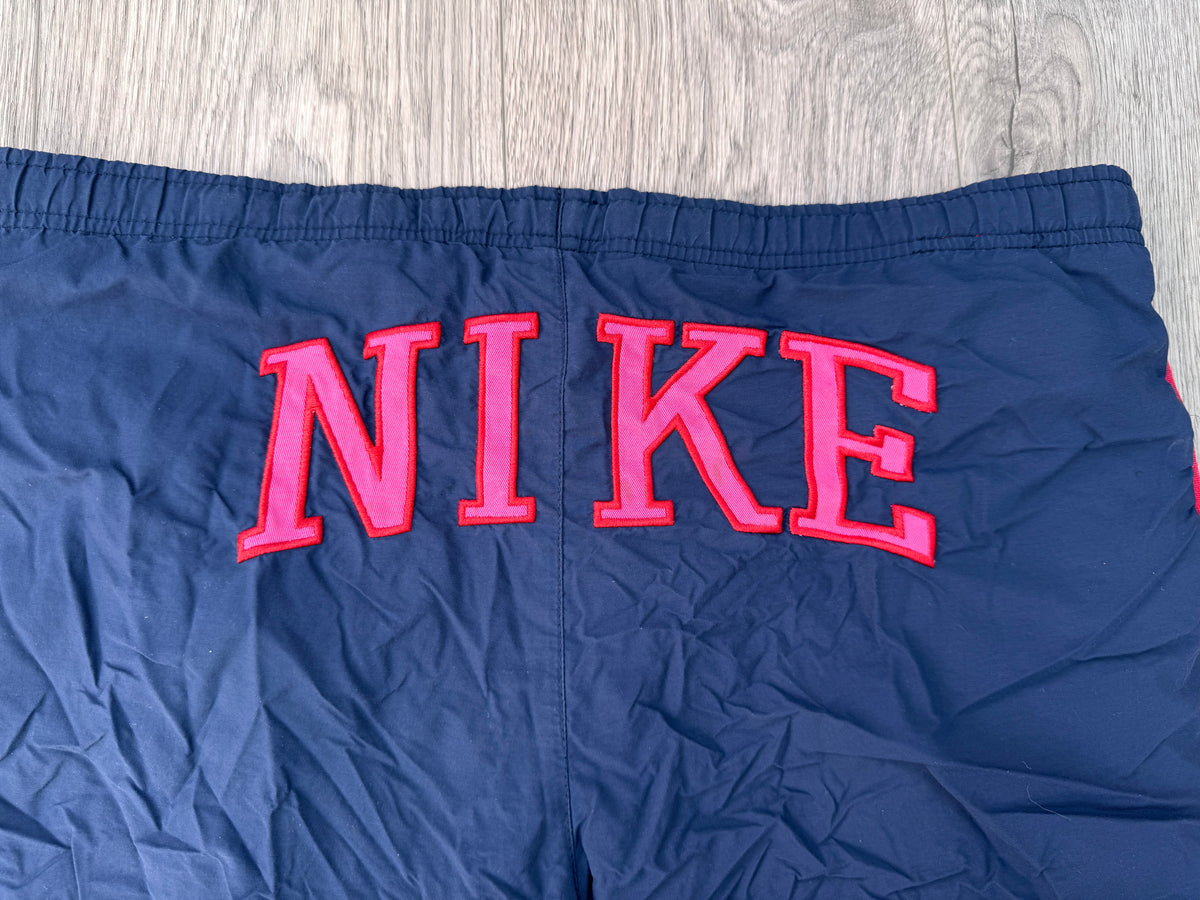 Vintage Nike Swim Shorts Mens XL Navy Red Spellout Logo 90s Y2K