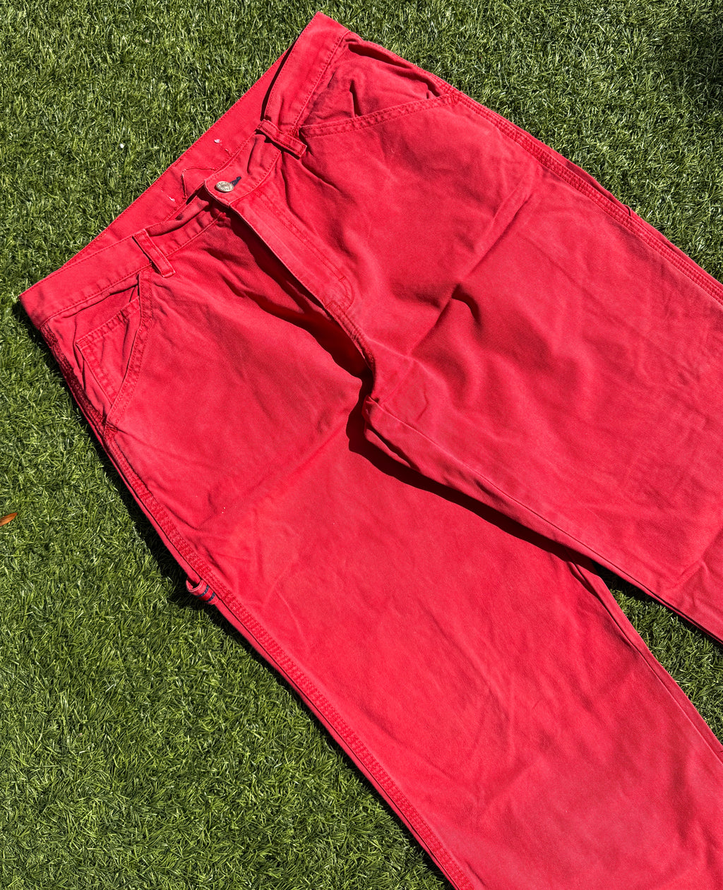 Tommy Hilfiger Womens Red Carpenter Jeans Wide Leg Utility W 32 L 25