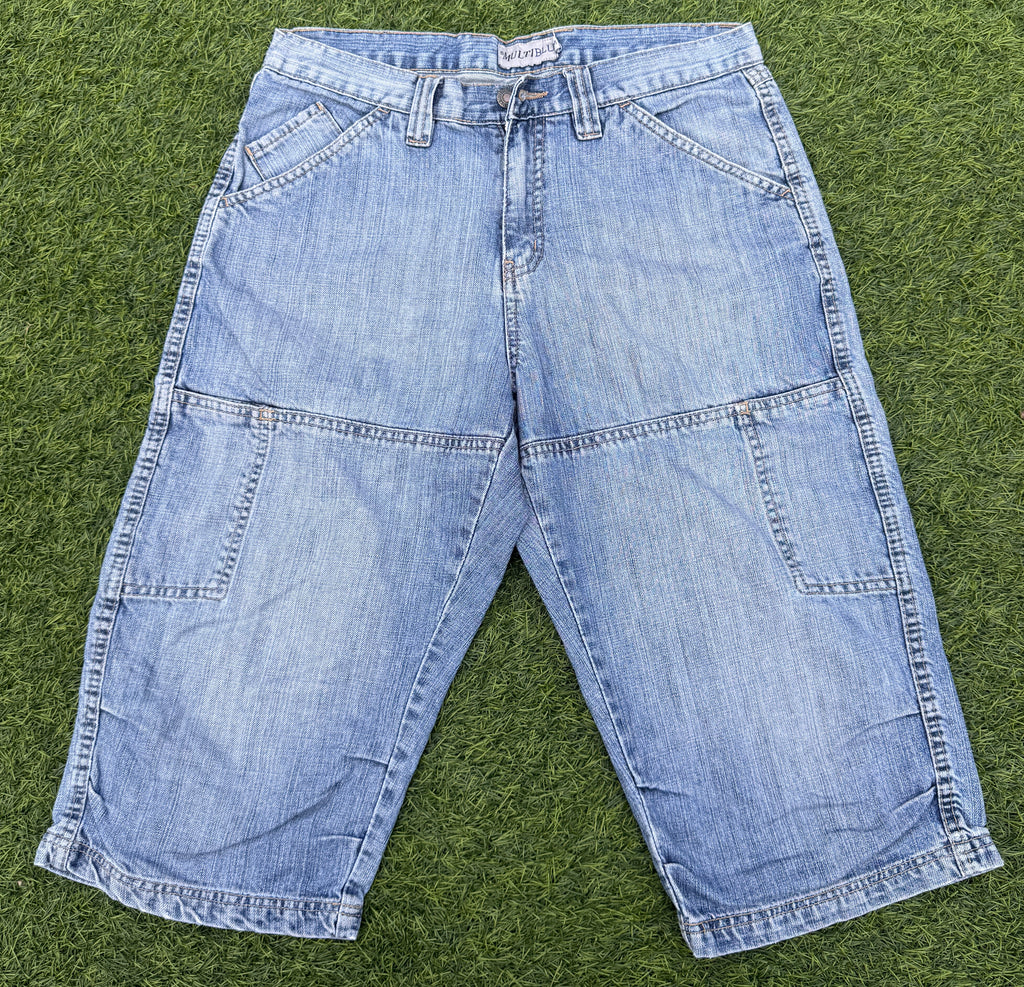 Multiblu Mens Baggy Denim Jorts Blue Y2K Skater Long Jean Shorts Carpenter W 30