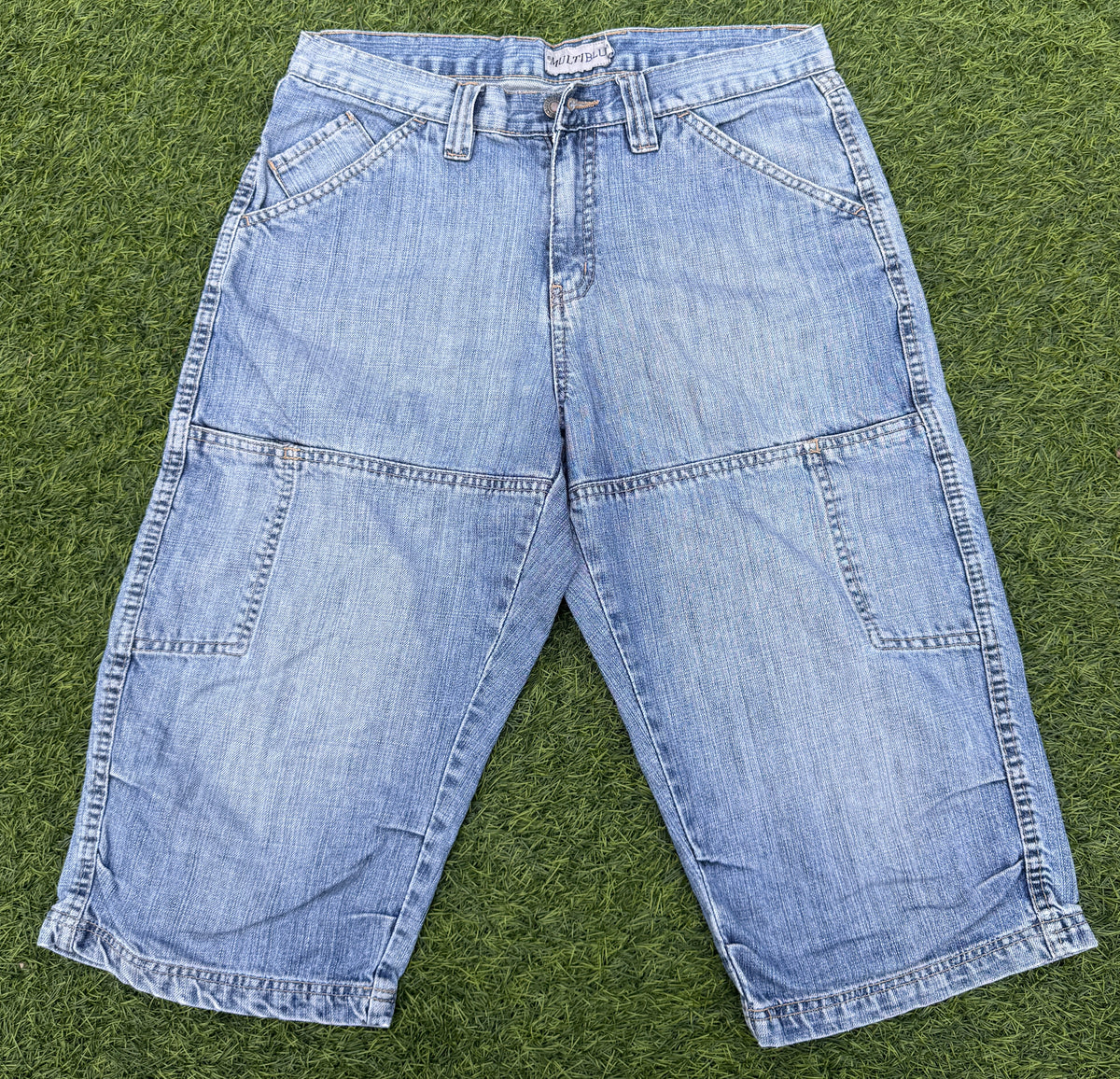 Multiblu Mens Baggy Denim Jorts Blue Y2K Skater Long Jean Shorts Carpenter W 30