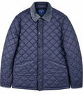 Joseph Turner Mens Medium Navy Blue Quilted Jacket Fleece Lined Country Coat