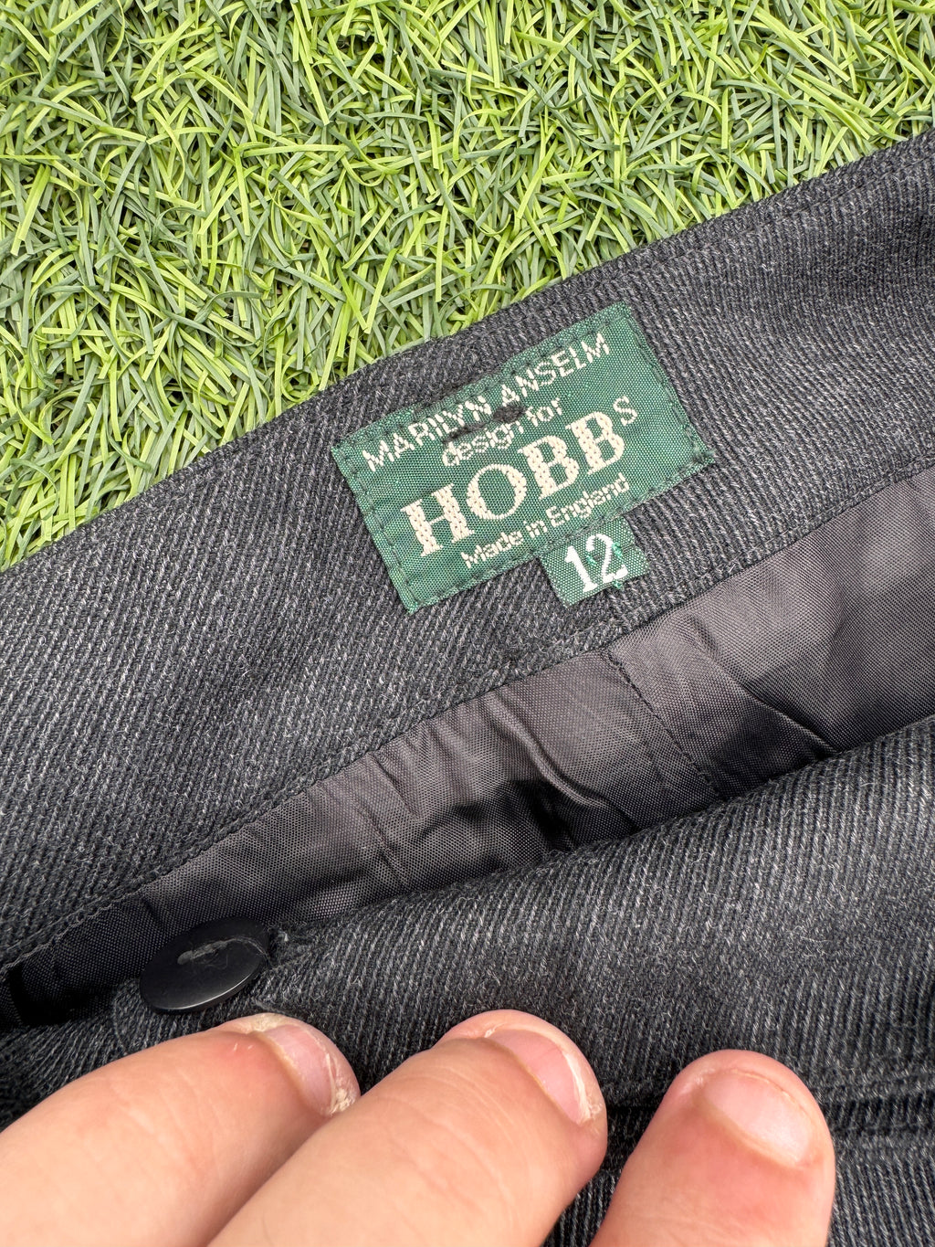 Vintage Hobbs Marilyn Anselm Womens Trousers UK 12 Grey 100% Wool W 32 L 32
