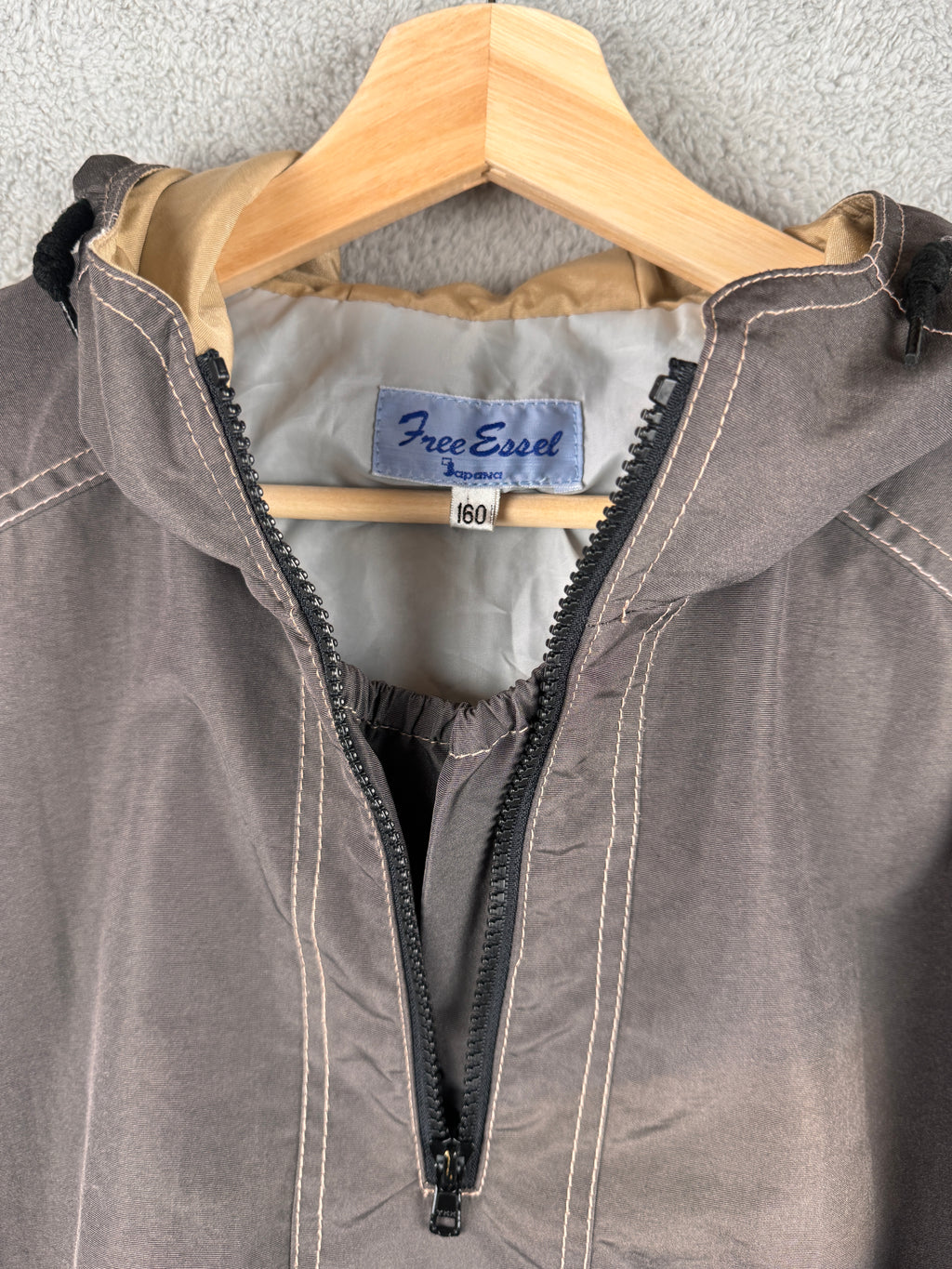 Free Essel Japan Mens Large Grey Blue Hooded Pullover Jacket Y2K Retro Anorak