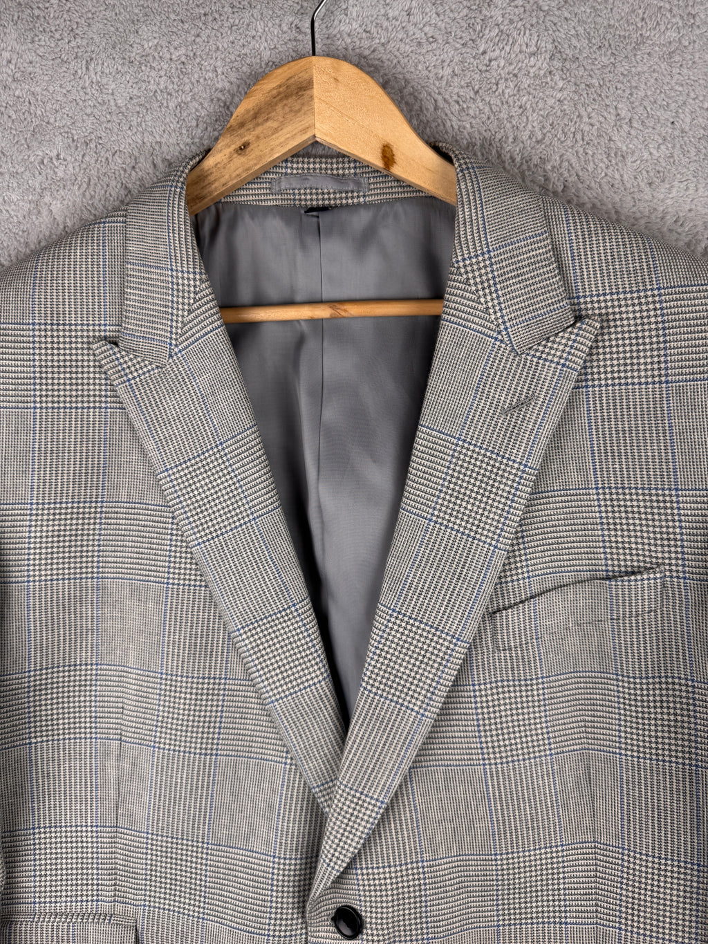 M&S Sartorial Mens Blazer 48R Grey Prince of Wales Check Tailored Suit Jacket