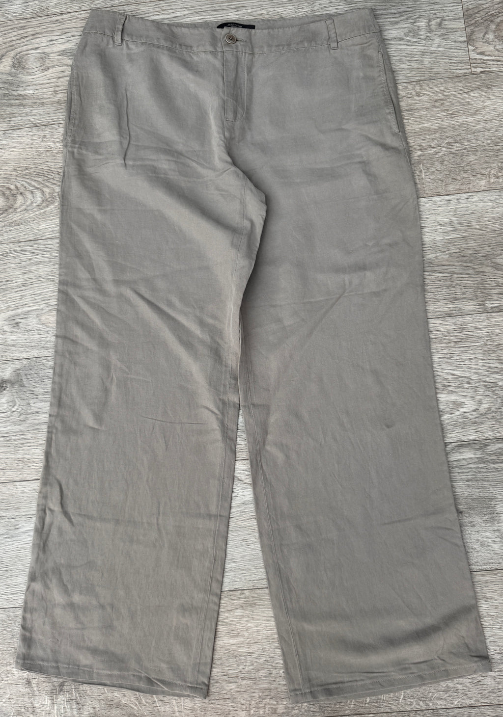 Max Mara Weekend Womens Trousers UK 16 Grey Silk Linen Wide Leg Smart