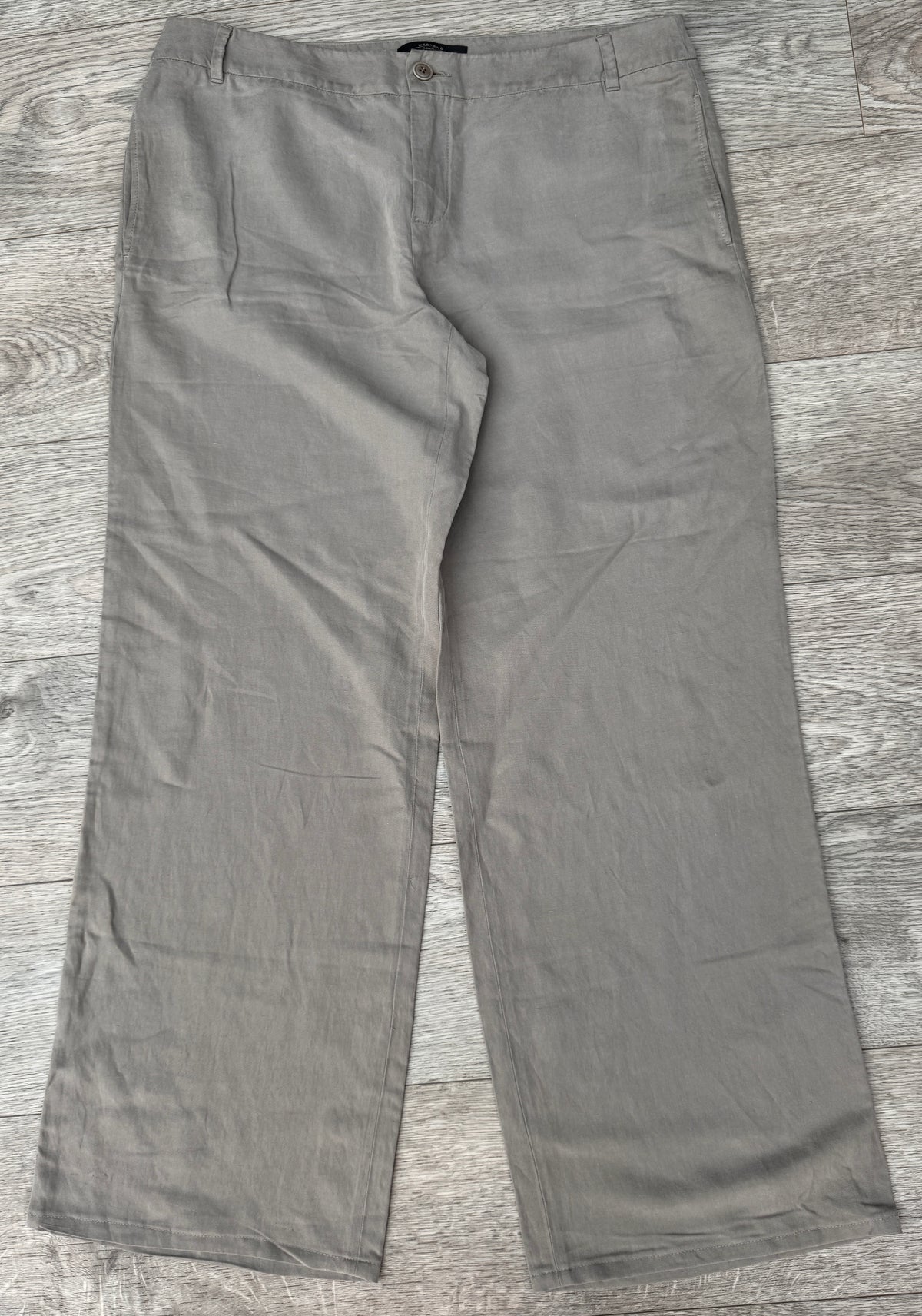 Max Mara Weekend Womens Trousers UK 16 Grey Silk Linen Wide Leg Smart