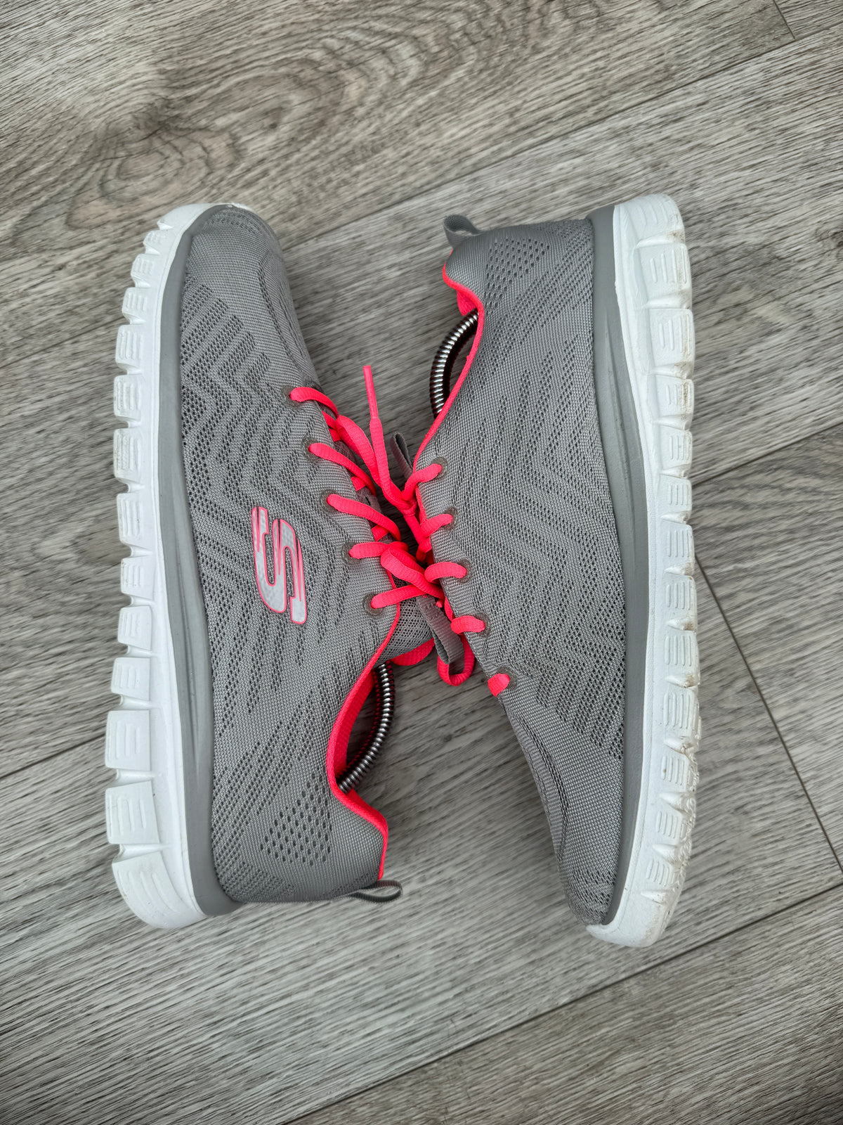 Skechers Womens Trainers UK 8 Grey Pink Memory Foam Lightweight