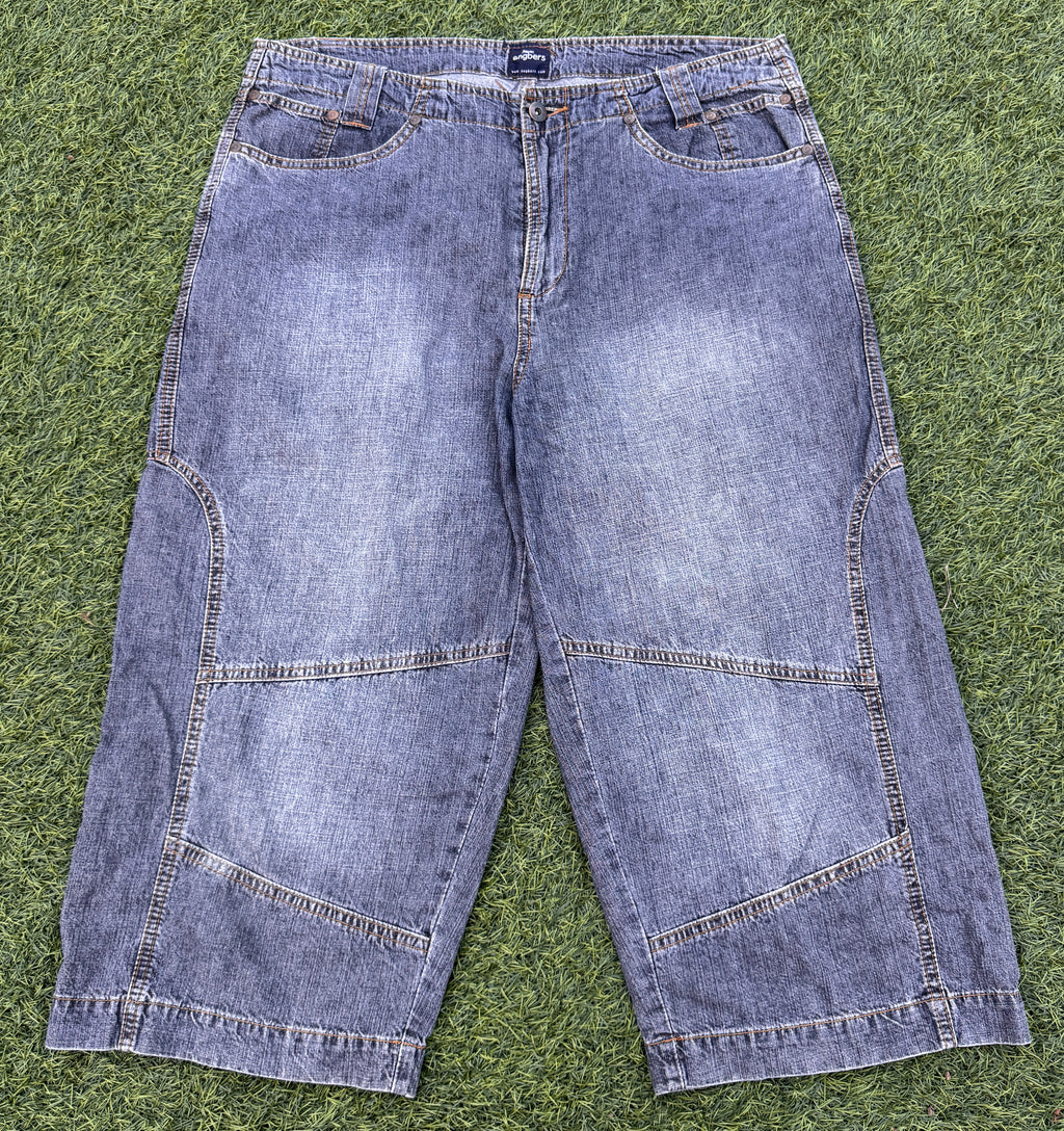 Engbers Mens Denim Shorts W36 Blue Wash Long Baggy Bermuda Jorts Y2K