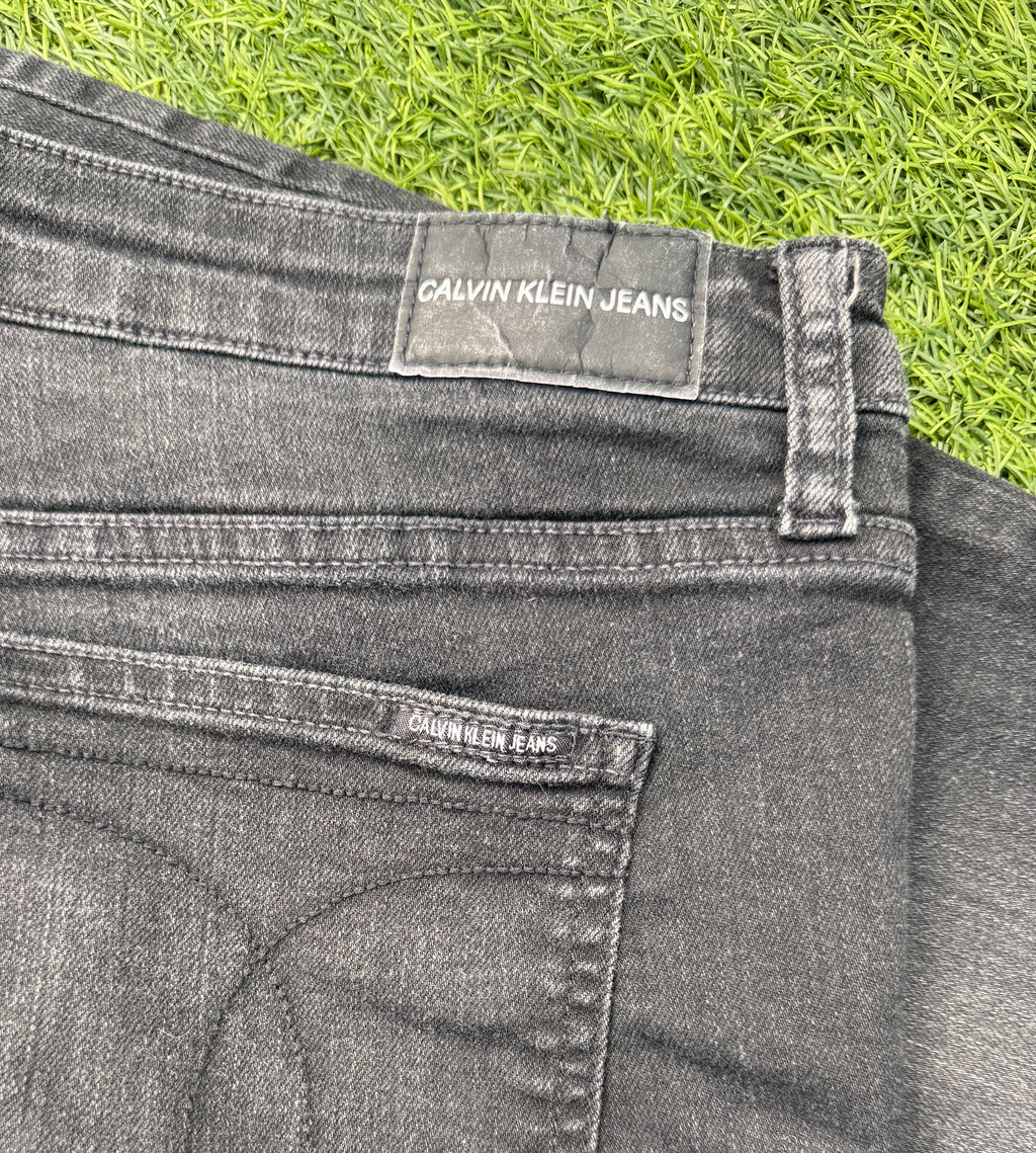 Calvin Klein Jeans Mens W36 L32 Black Grey Faded Denim Trousers Straight Leg
