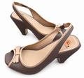 Bronx So Today Womens Heels UK 5 EU 38 Brown Beige Peep Toe Slingback