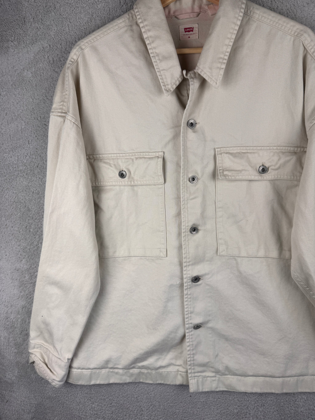 Levis Mens Medium Beige Denim Overshirt Jacket Utility Shacket