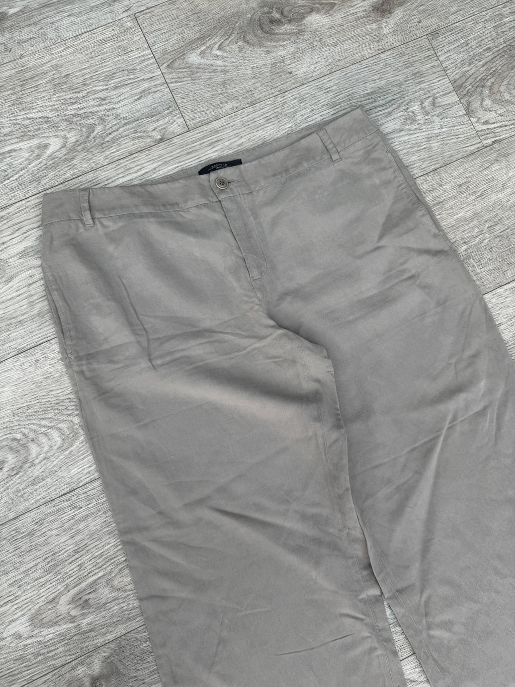 Max Mara Weekend Womens Trousers UK 16 Grey Silk Linen Wide Leg Smart