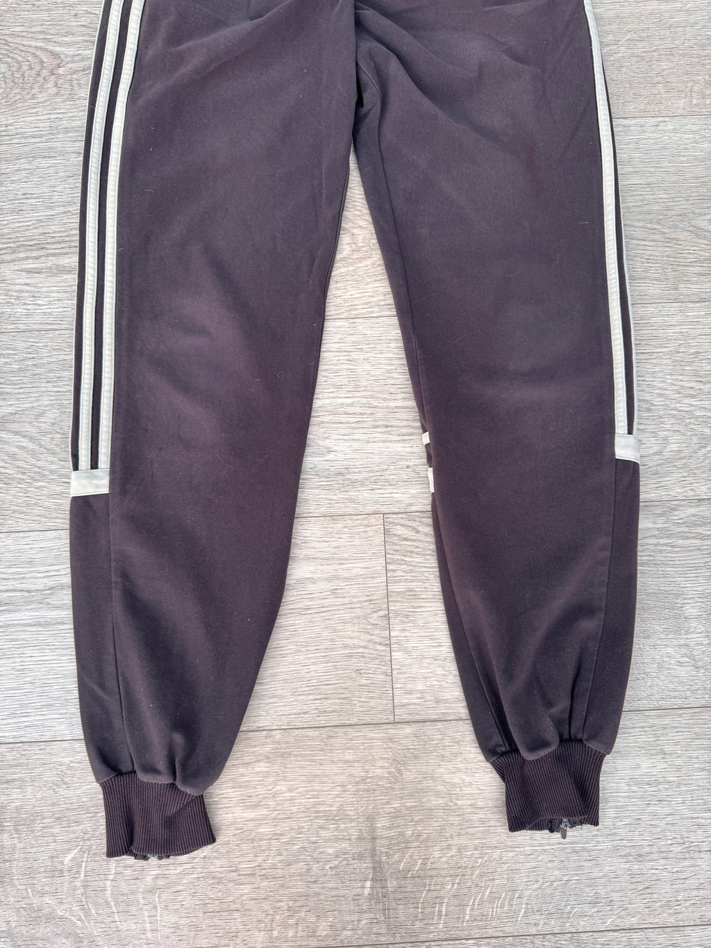 Vintage Adidas Track Pants Brown 3 Stripe Joggers Y2K 00s Zip Cuff Mens W30 L 30
