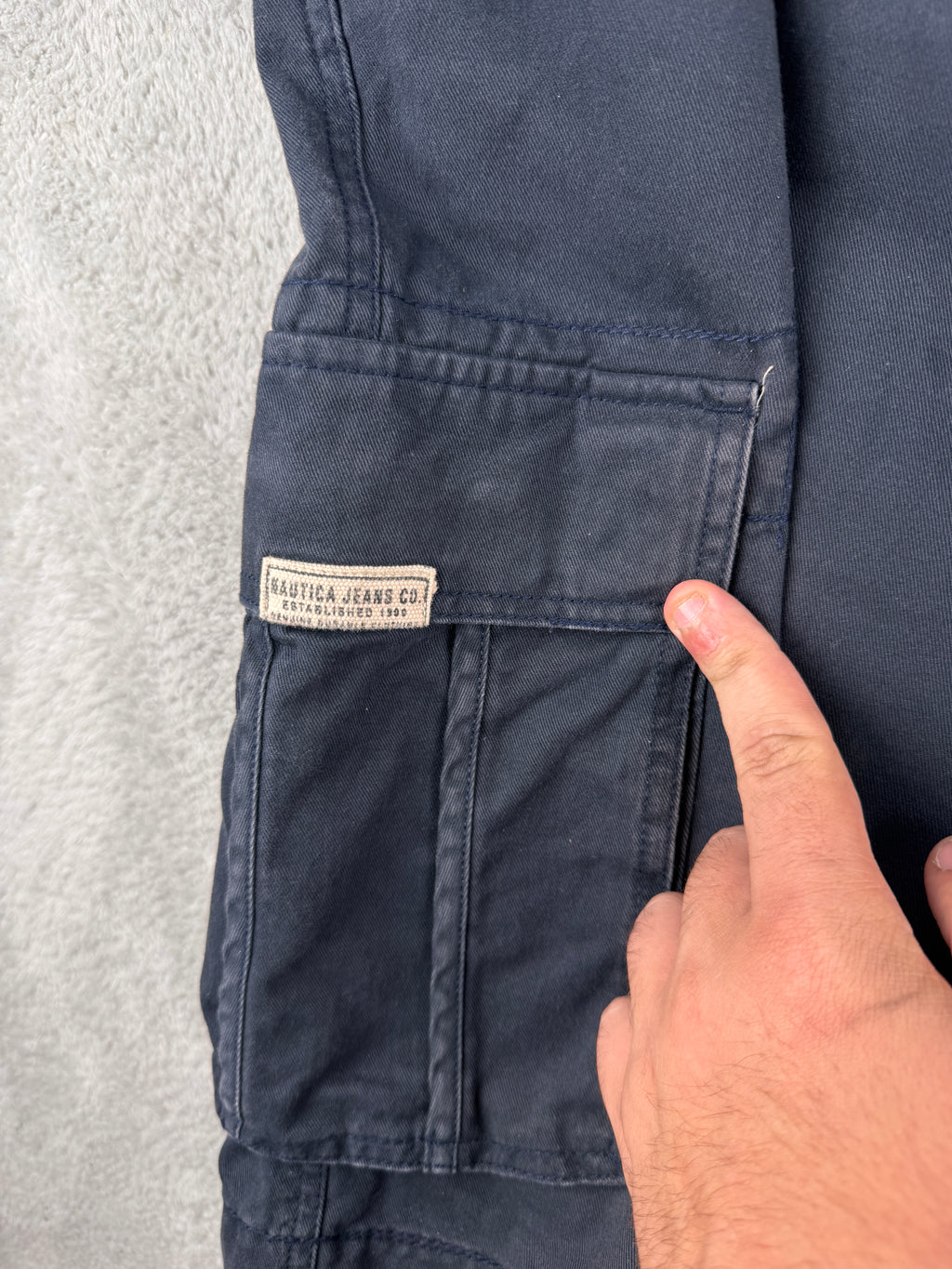 Nautica Jeans Co Mens Cargo Shorts W40 Navy Blue Cotton Utility Combat