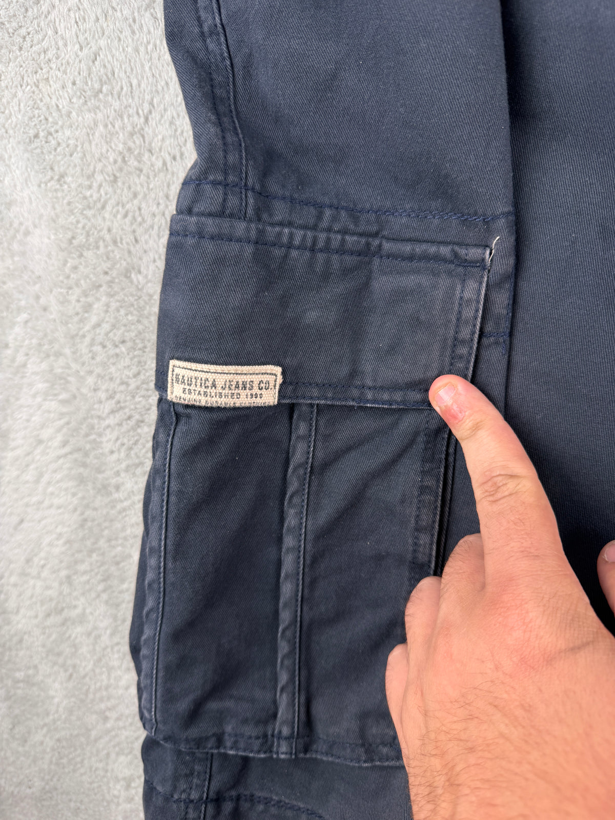 Nautica Jeans Co Mens Cargo Shorts W40 Navy Blue Cotton Utility Combat