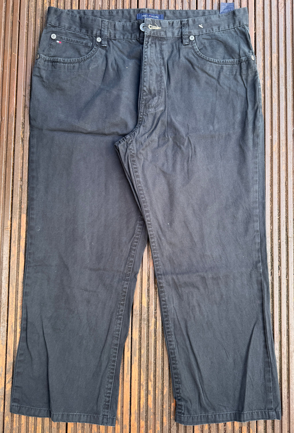 Tommy Hilfiger Mens Black Jeans W36 L30 Straight Leg Denim Trousers