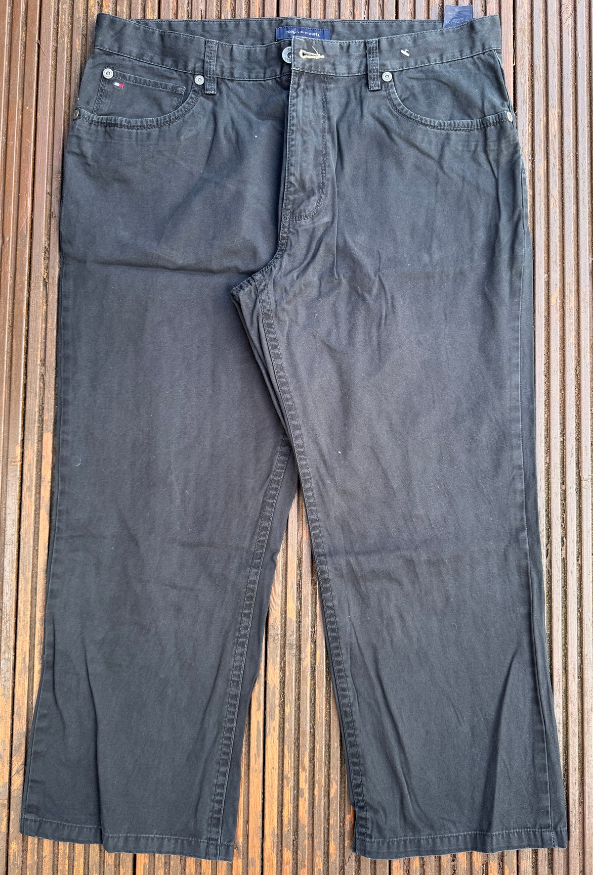 Tommy Hilfiger Mens Black Jeans W36 L30 Straight Leg Denim Trousers