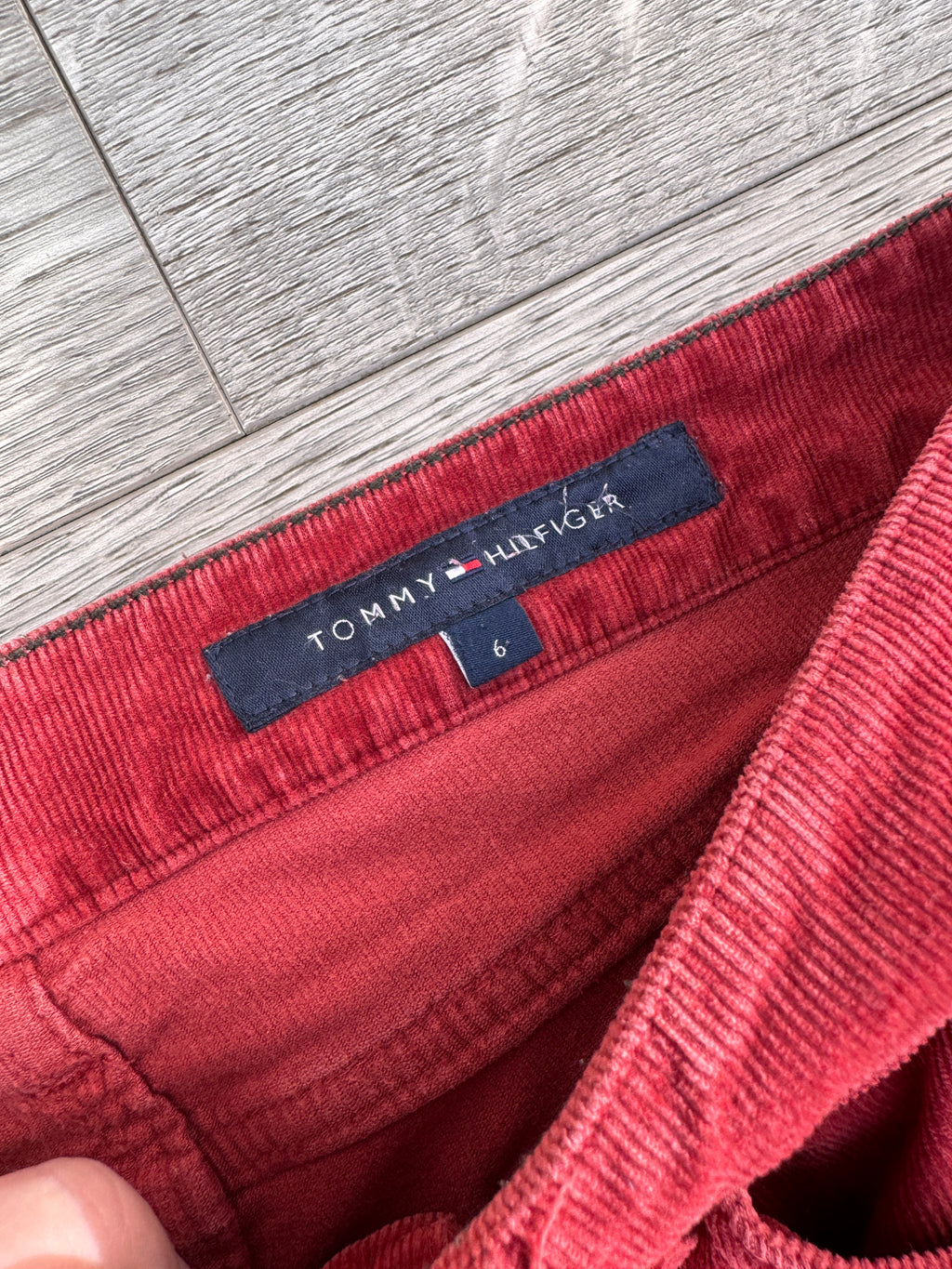 Tommy Hilfiger Womens Red Corduroy Trousers Size 6 W30 L28 Straight Leg Jeans