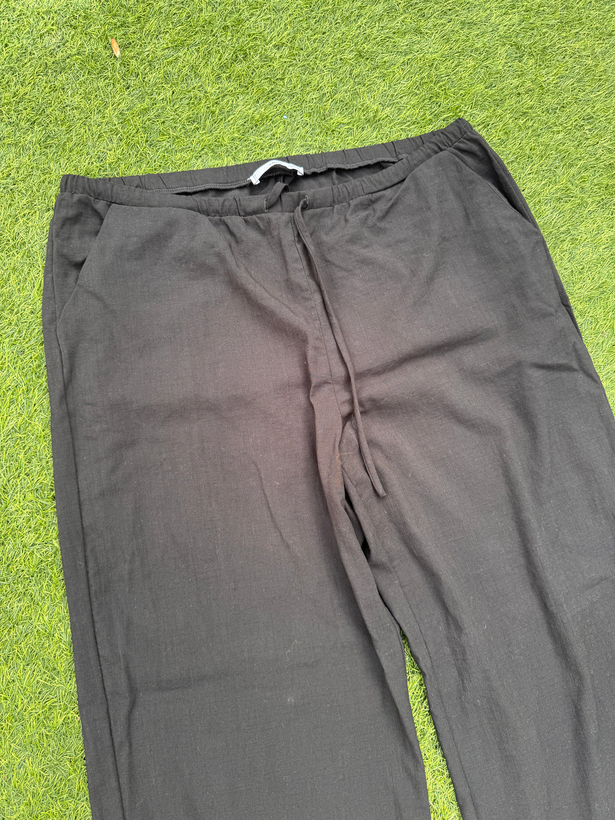 Mango MNG Womens Wide Leg Trousers XL Black Elastic Waist