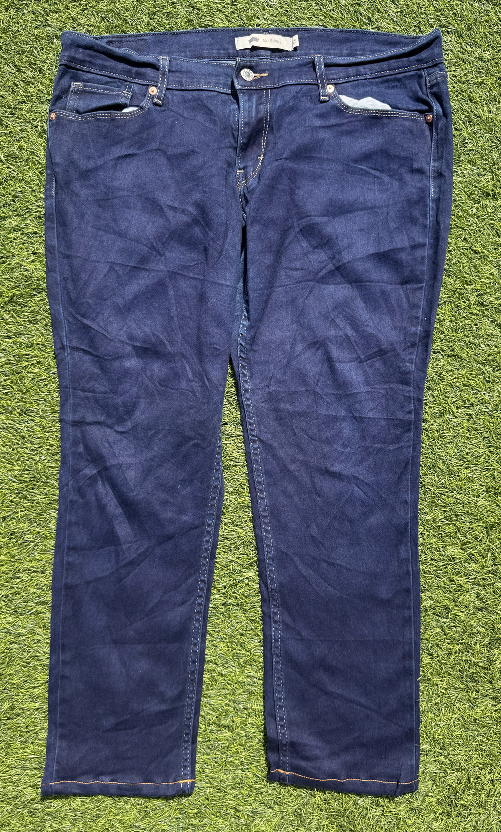 Levis 524 Womens Skinny Jeans Size W 36 L 27 Dark Blue Stretch Denim Low Rise