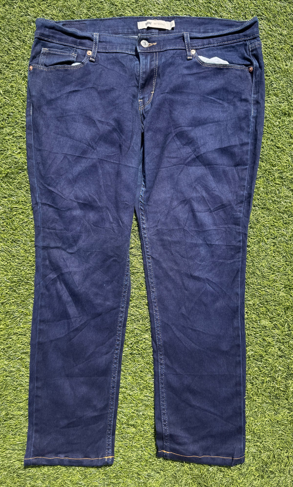 Levis 524 Womens Skinny Jeans Size W 36 L 27 Dark Blue Stretch Denim Low Rise