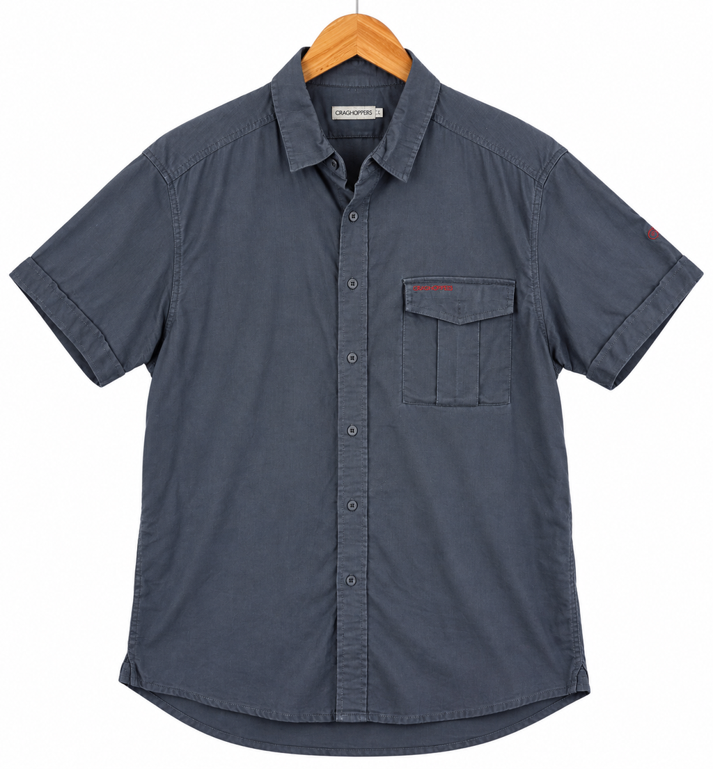 Craghoppers Mens Short Sleeve Shirt Size Medium Navy SolarDry Outdoor Hiking
