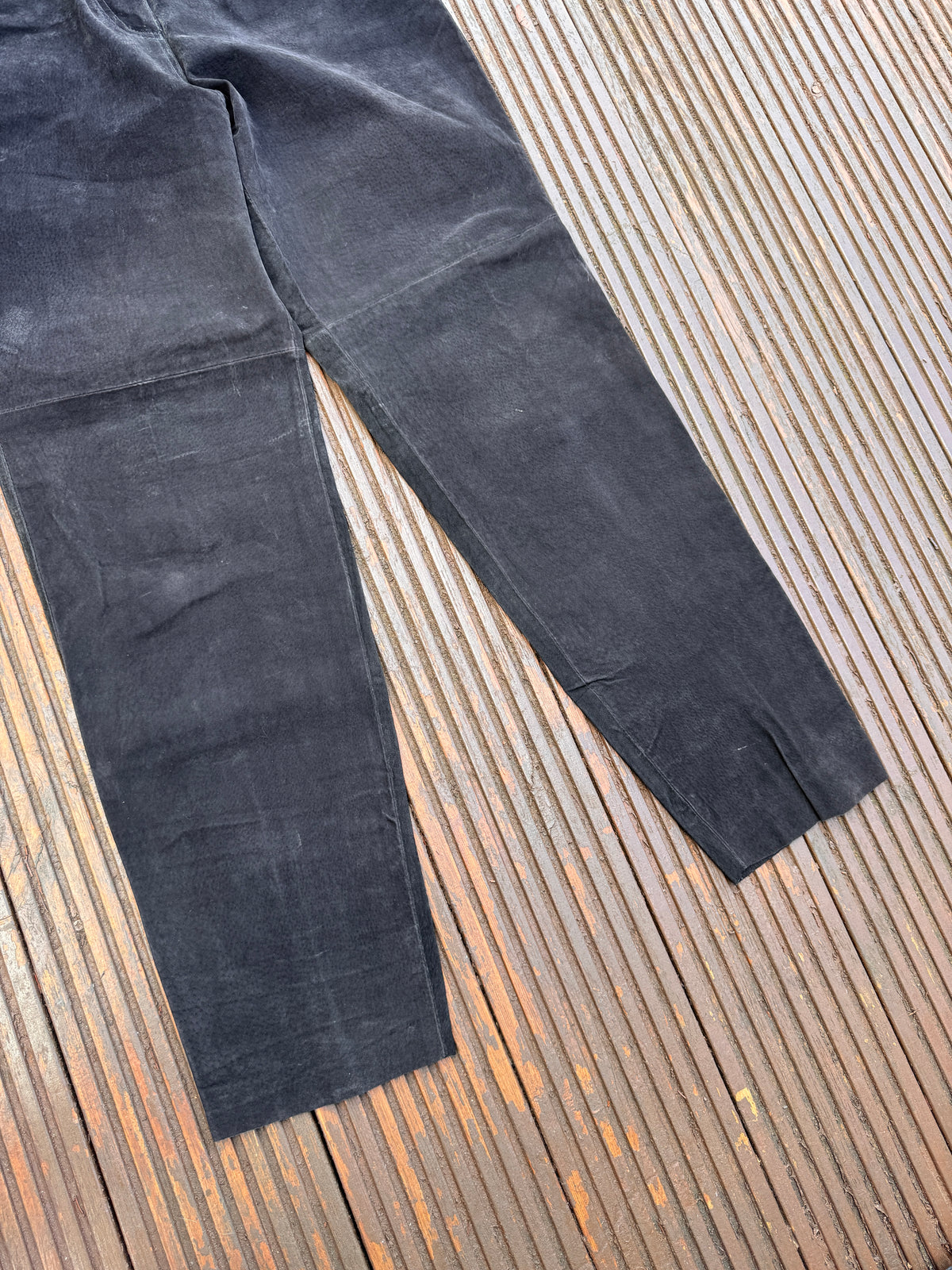 The Hudson Leather Co Black Suede Leather Trousers Size 16 W 32 L 32