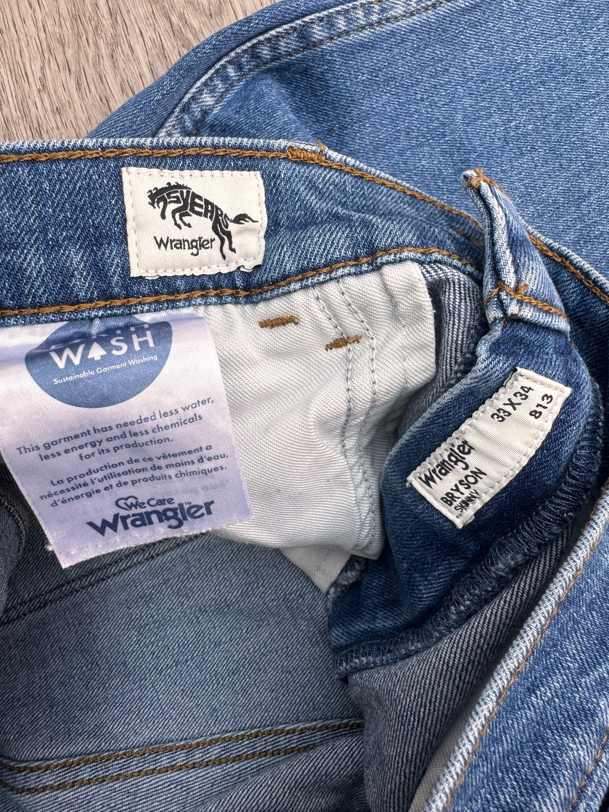 Wrangler Bryson Mens Jeans W33 L34 Blue Denim Skinny Fit Stretch