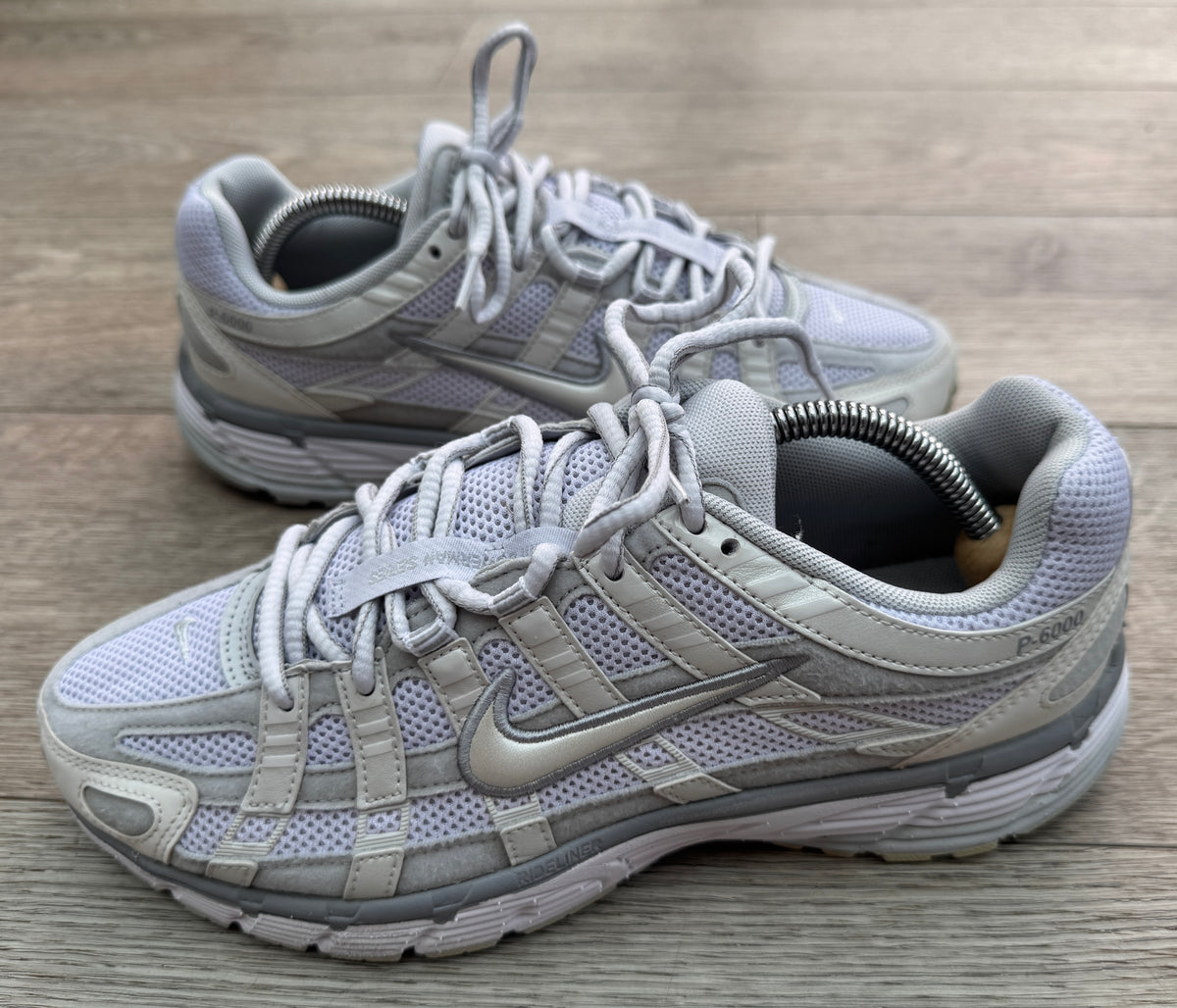 Nike P-6000 Trainers UK 7 Womens White Silver Grey Y2K