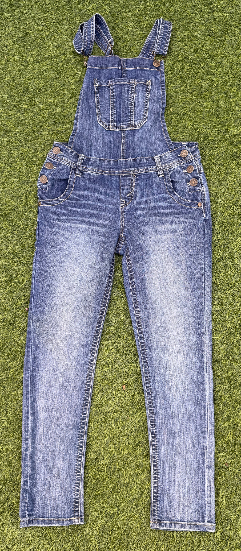 Wallflower Womens Small Denim Dungarees Blue Skinny Leg Jeans Overalls
