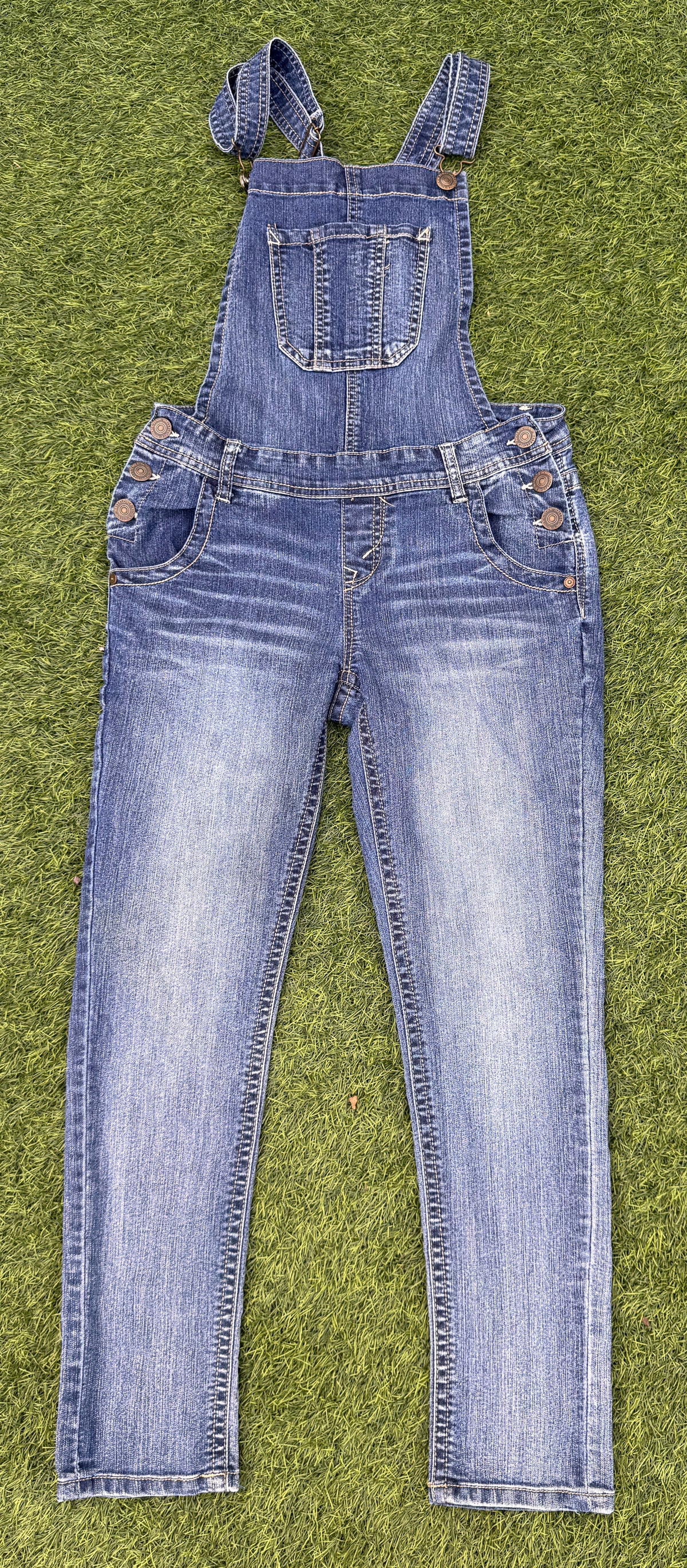 Wallflower Womens Small Denim Dungarees Blue Skinny Leg Jeans Overalls