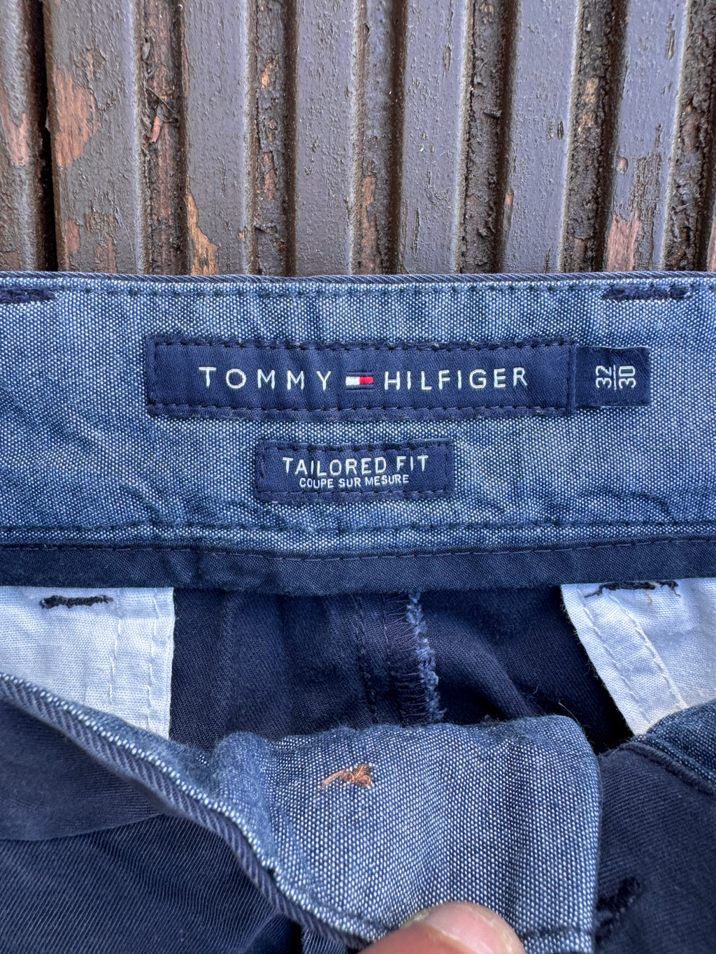 Tommy Hilfiger Mens Chino Trousers W32 L30 Navy Blue Tailored Fit