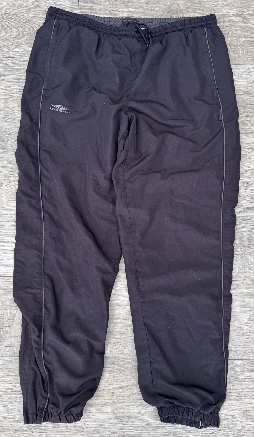 Umbro Mens Tracksuit Bottoms Size Large Black Joggers Lined