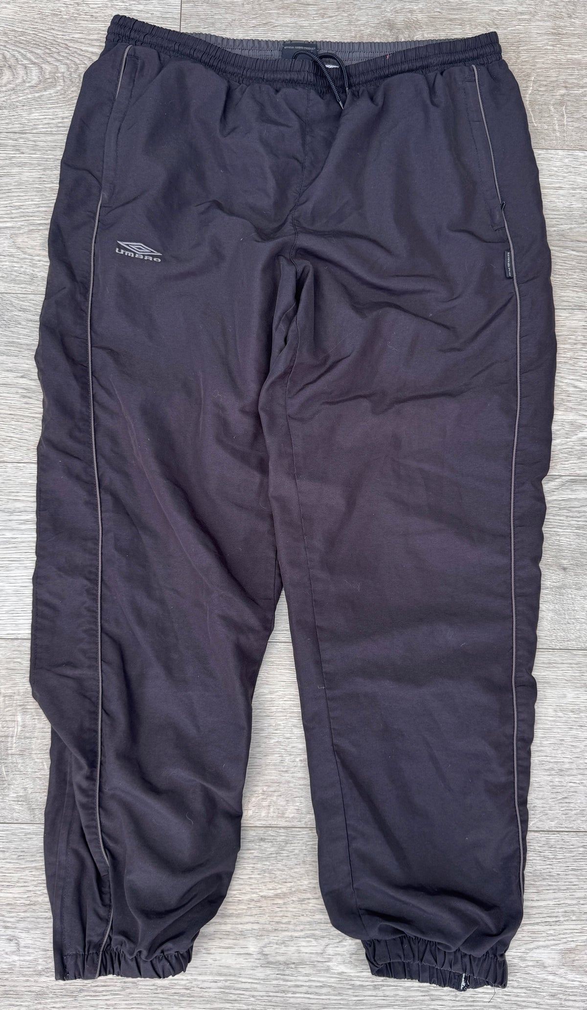 Umbro Mens Tracksuit Bottoms Size Large Black Joggers Lined