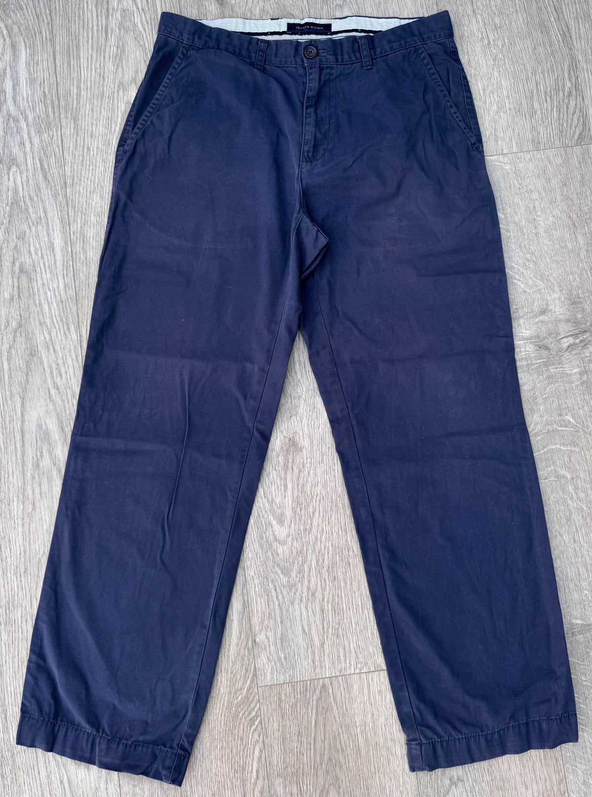 Tommy Hilfiger Mens Chinos W32 L30 Navy Blue Straight Leg Trousers